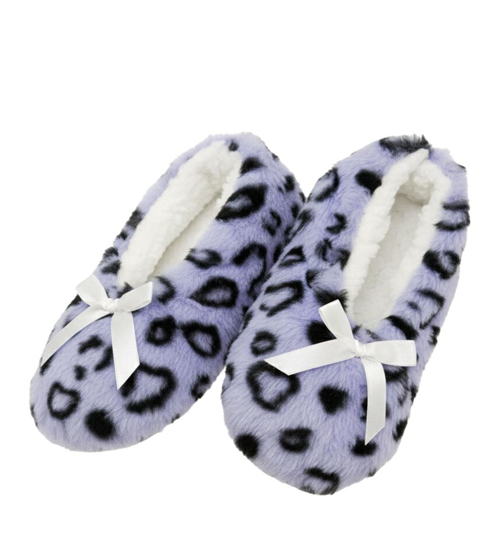 Ladies Heart Print Slipperette FleeceSlippers Socks Faux Fur Lining UK 4-8