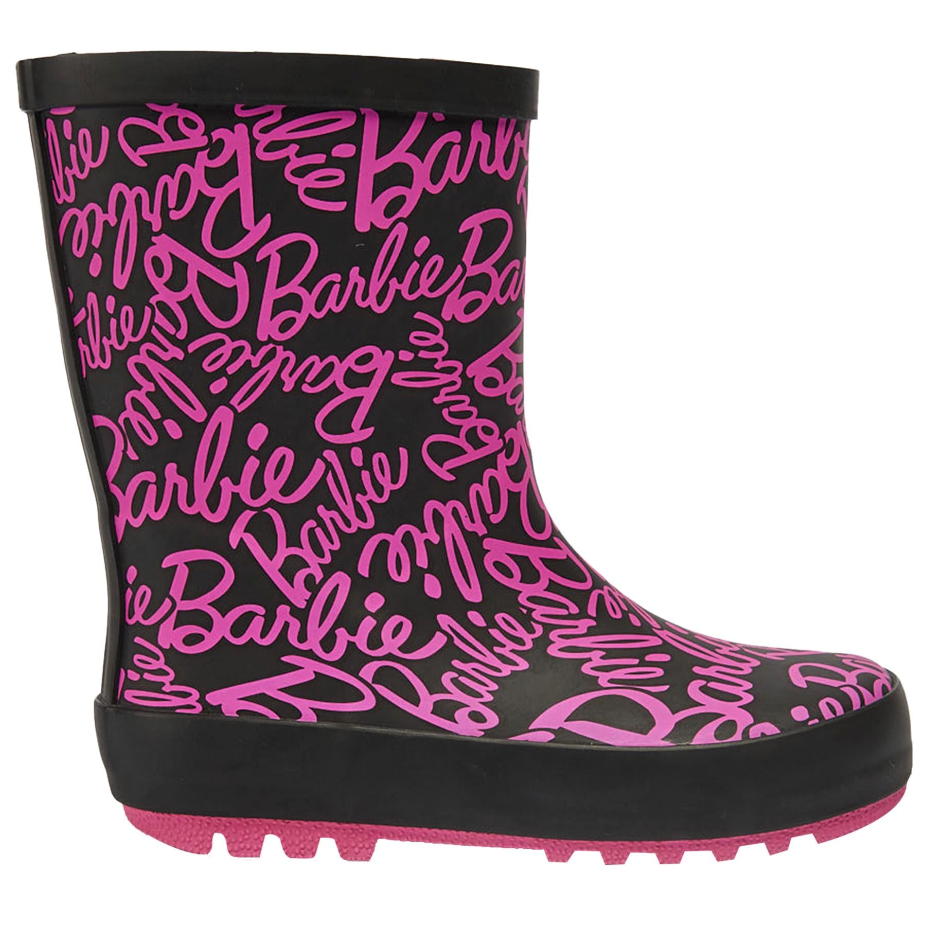 Kids Girls Barbie Slogan Rubber Welly Rain Boot Anti-Skid Wellington Snow Boots