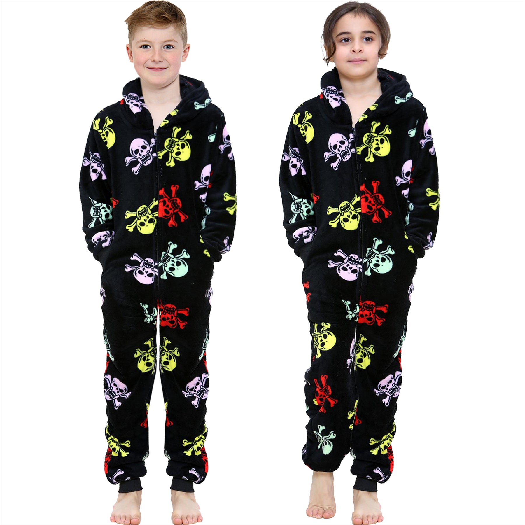 Girls Boys Halloween Skull & Bones Print Onesie - Kids Clothing Store