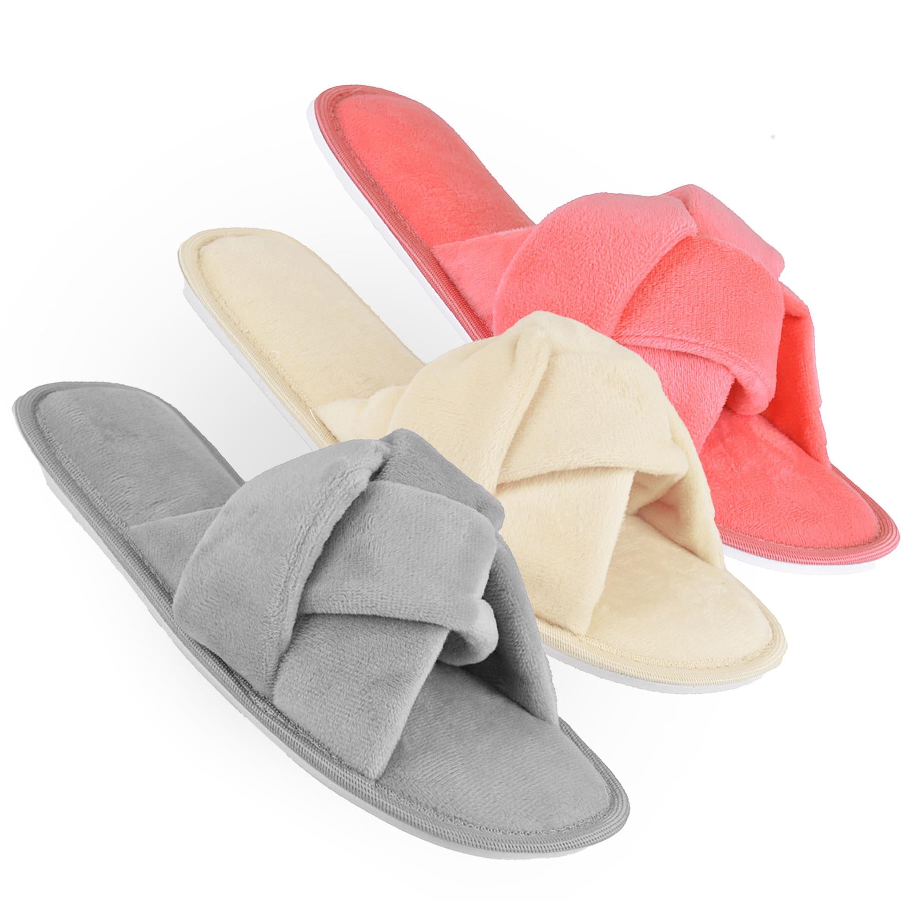 Women Warm Fluffy Slipper Cozy Faux Fur Bow Indoor Outdoor Floor Slippers