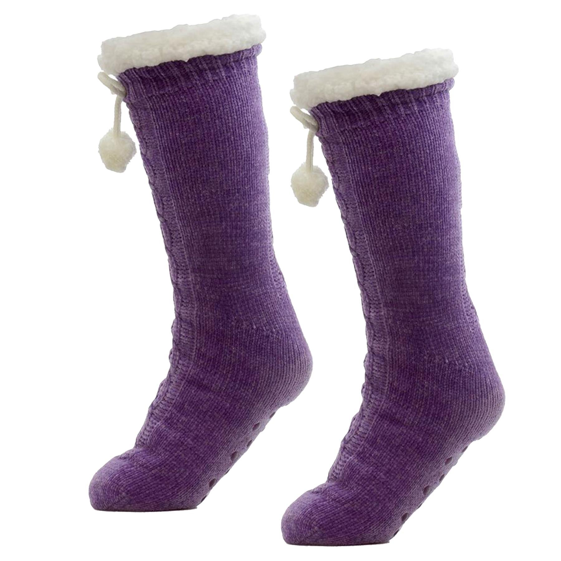 A2Z Ladies Chenille Cable Lounge Sock Sherpa Lining Comfort For Daily Wear Socks