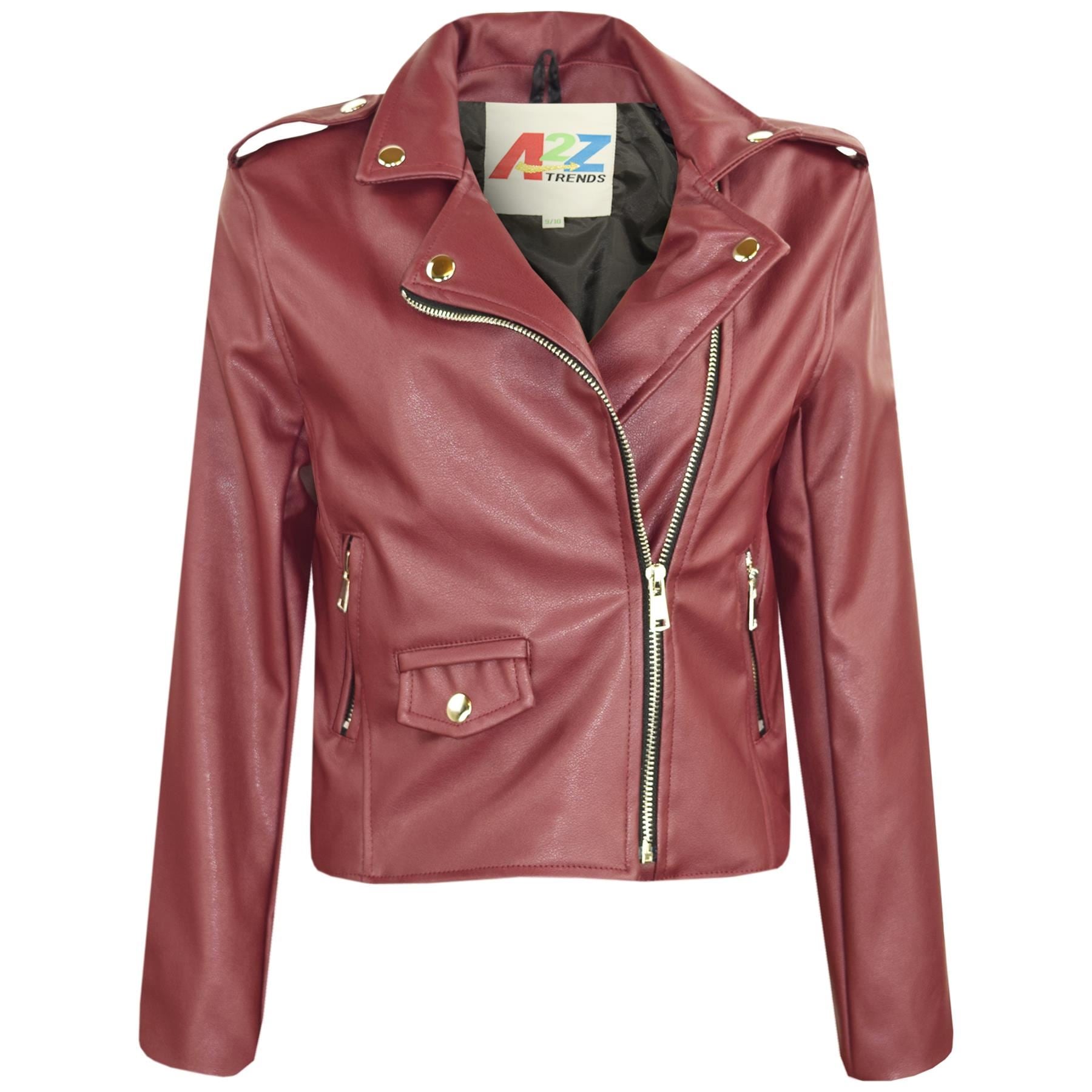 PU Leather Jacket Waterproof Girls Age 5-13 Years