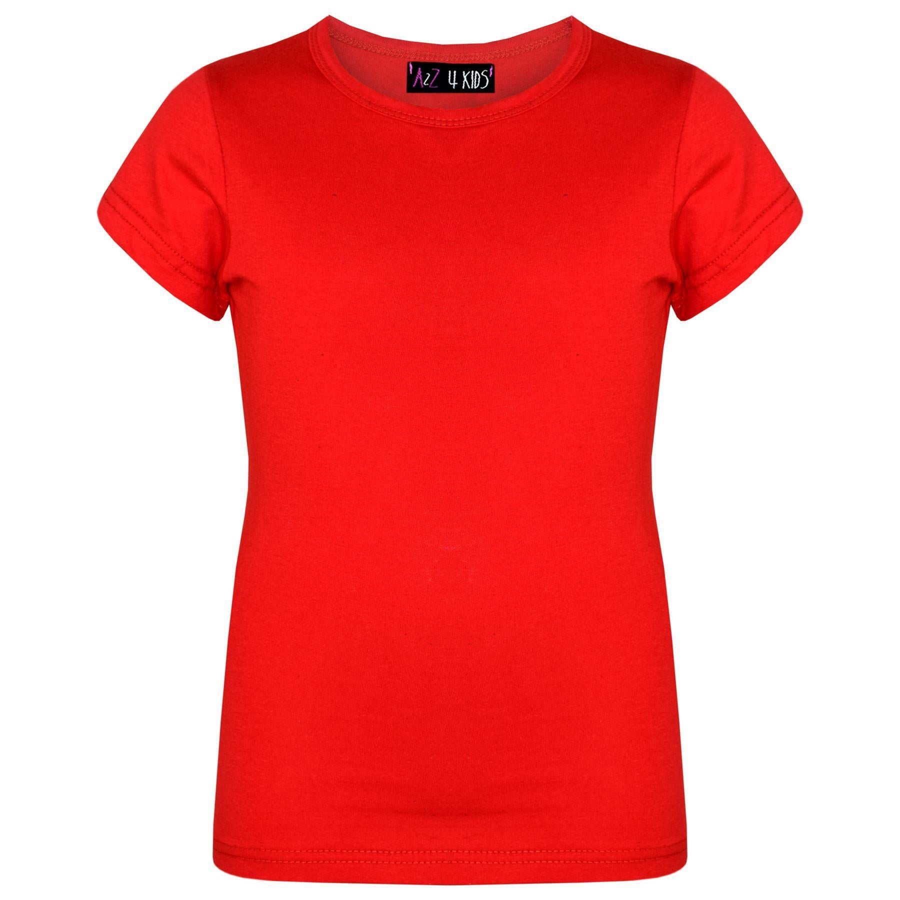 Girls 100% Cotton Plain School T Shirt