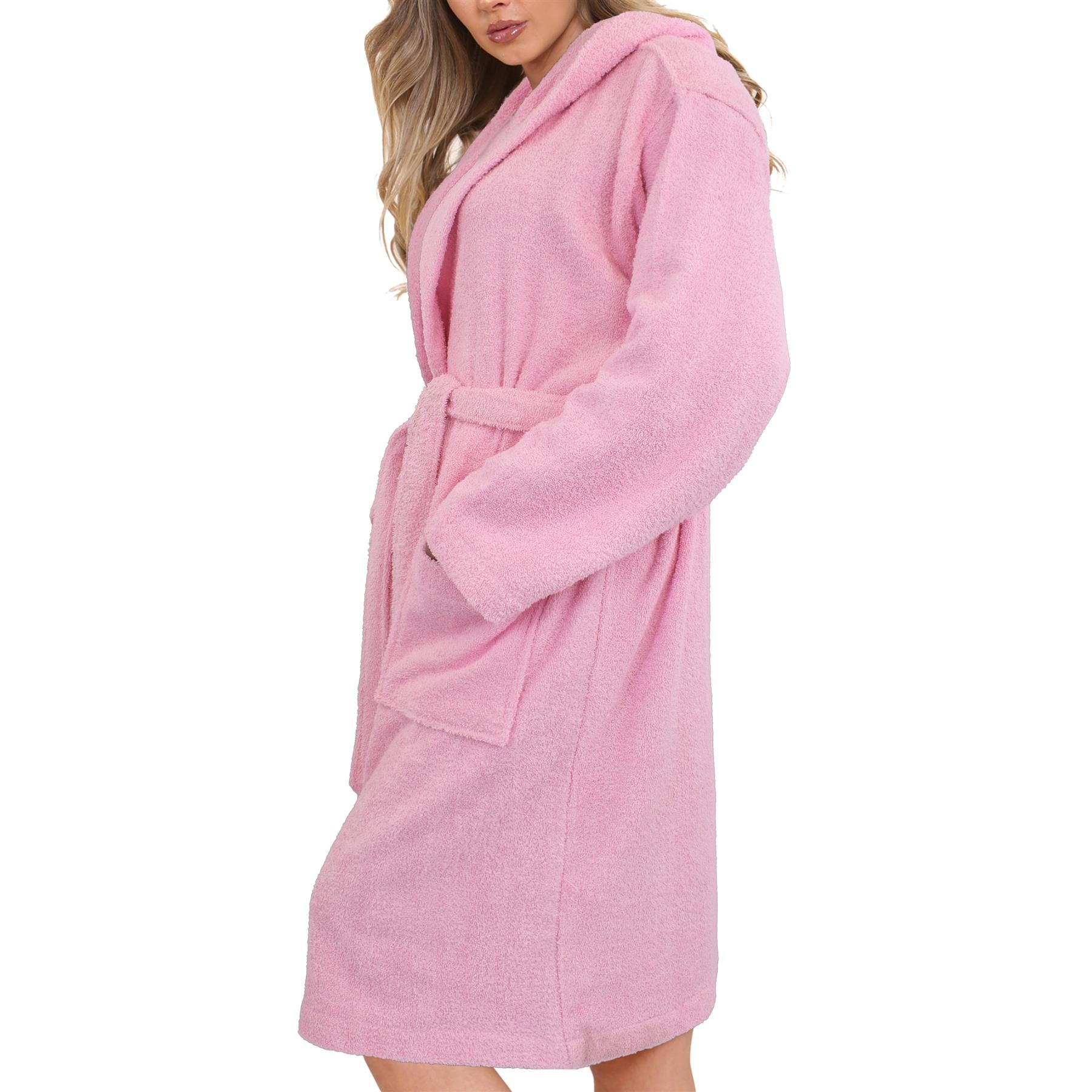 A2Z Ladies Luxurious 100% Cotton Towelling Bathrobe Hooded Towel Robe For Womens