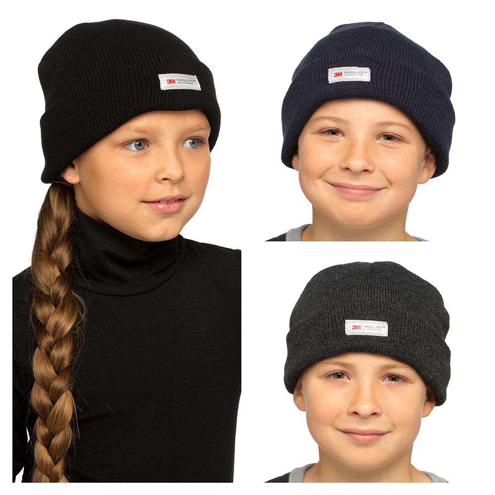 A2Z 4 Kids 3 Pack Hats Girls Boys Thinsulate Knit Stretchy Winter Warm Cozy Hats