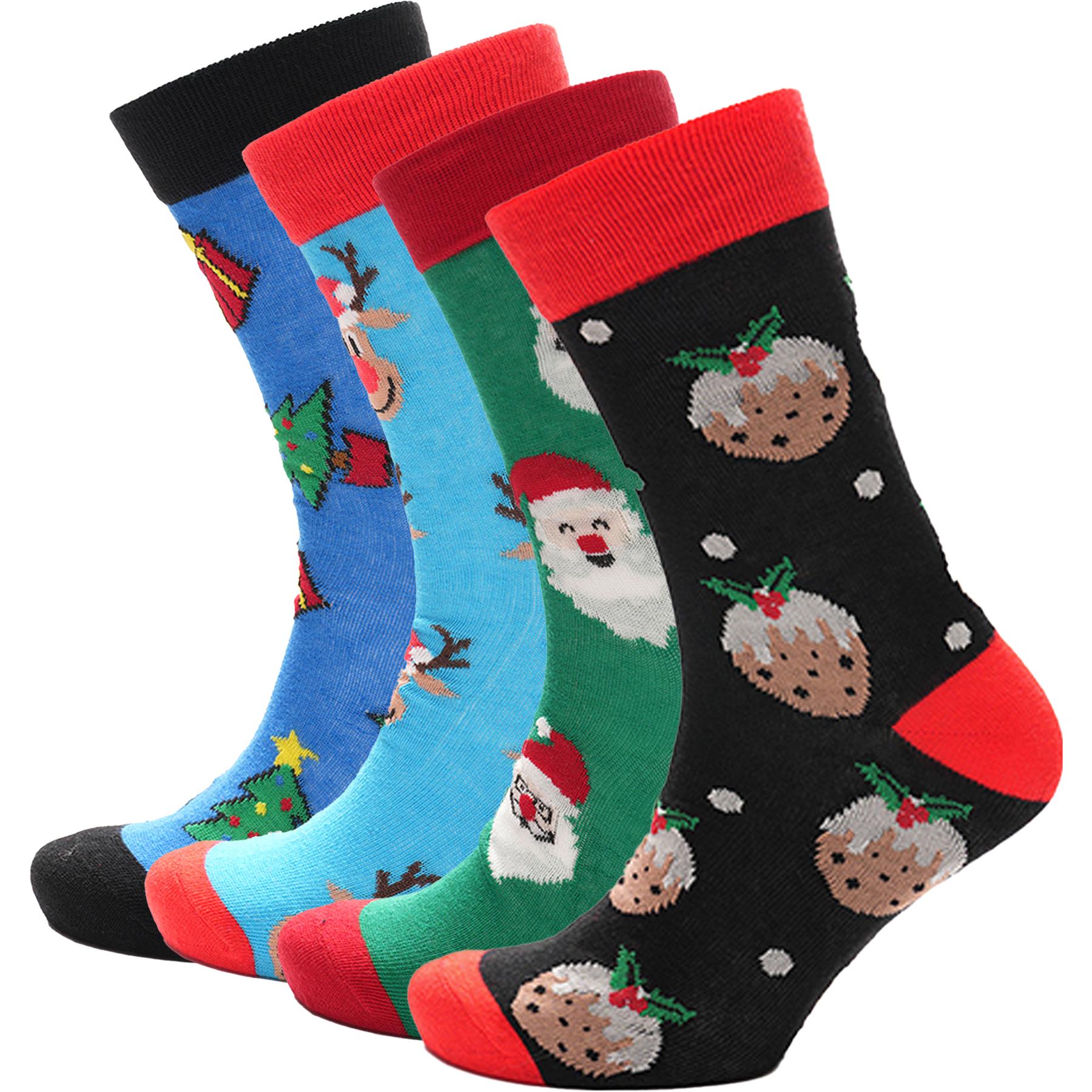 A2Z Mens Socks 4 Pack Christmas Novelty Durable Stylish Winter Warm Cosy Socks