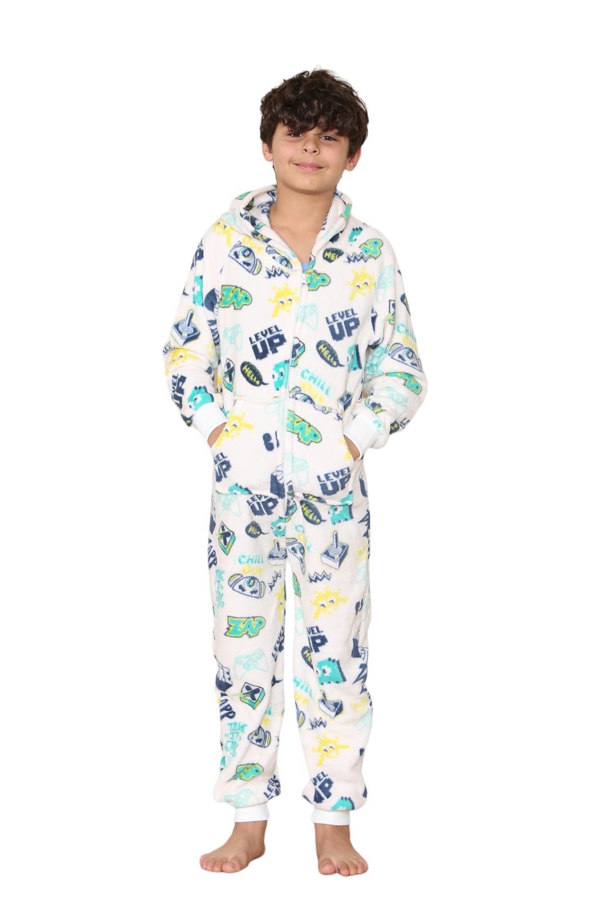 A2Z Kids Level Up Print Onesie Pyjama Sets for Boys and Girls Childrens Jumpsuit