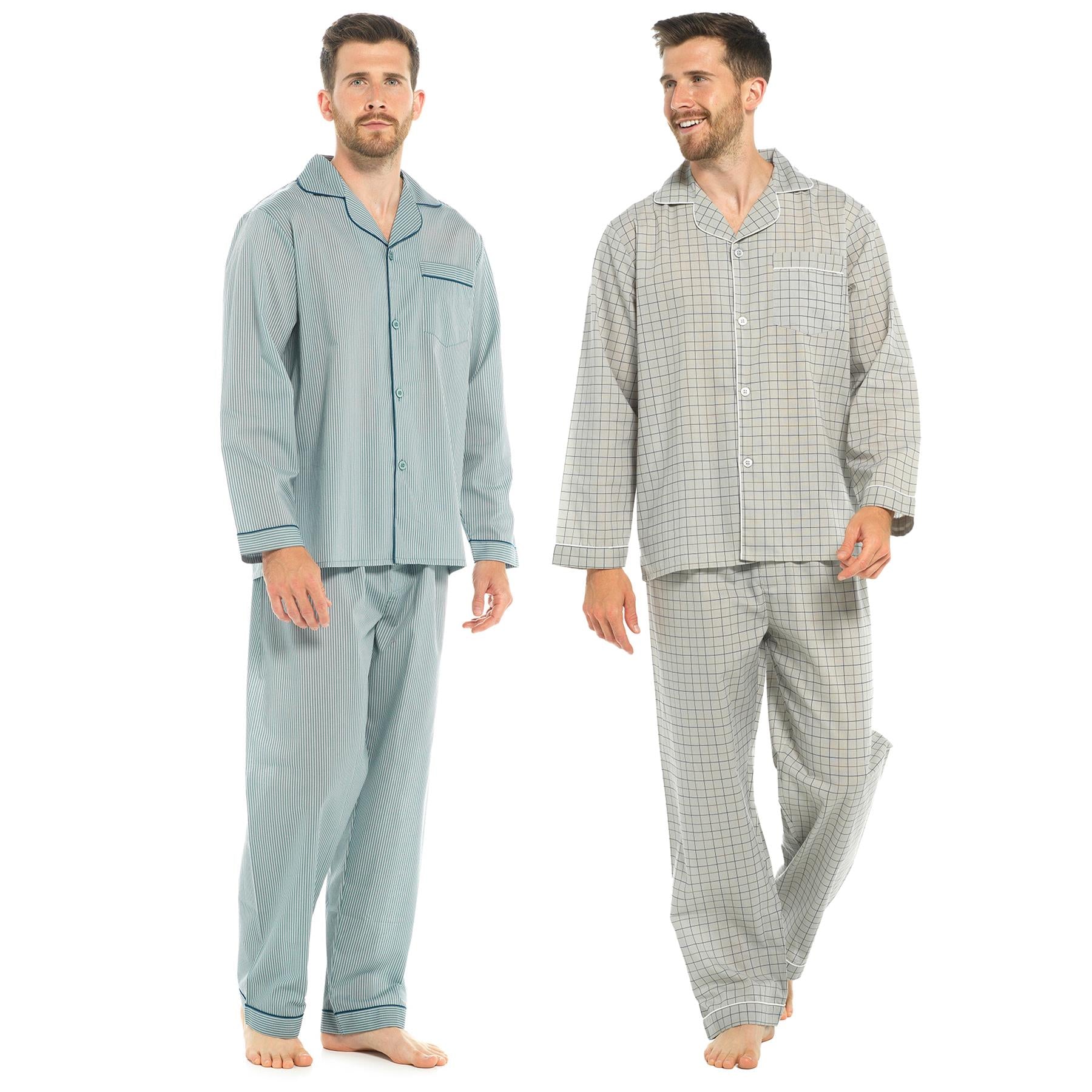 A2Z Mens Pyjama Traditional Poly Pyjama Sets Long Sleeve 2 Piece Pyjamas Top Set