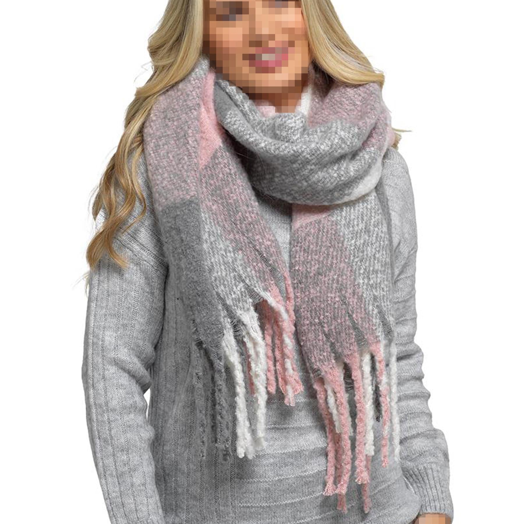 A2Z Ladies Buckle Yarn Check Scarf with Tassel Women Brushed Blanket Scarve Wrap