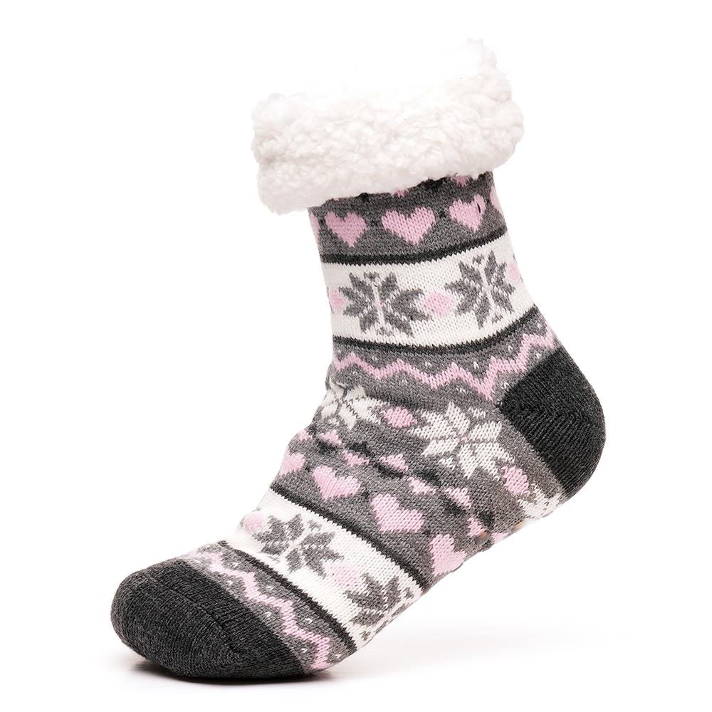 A2Z Ladies Fairisle Lounge Socks With Sherpa Lining Gripper Anti Slip Women Sock