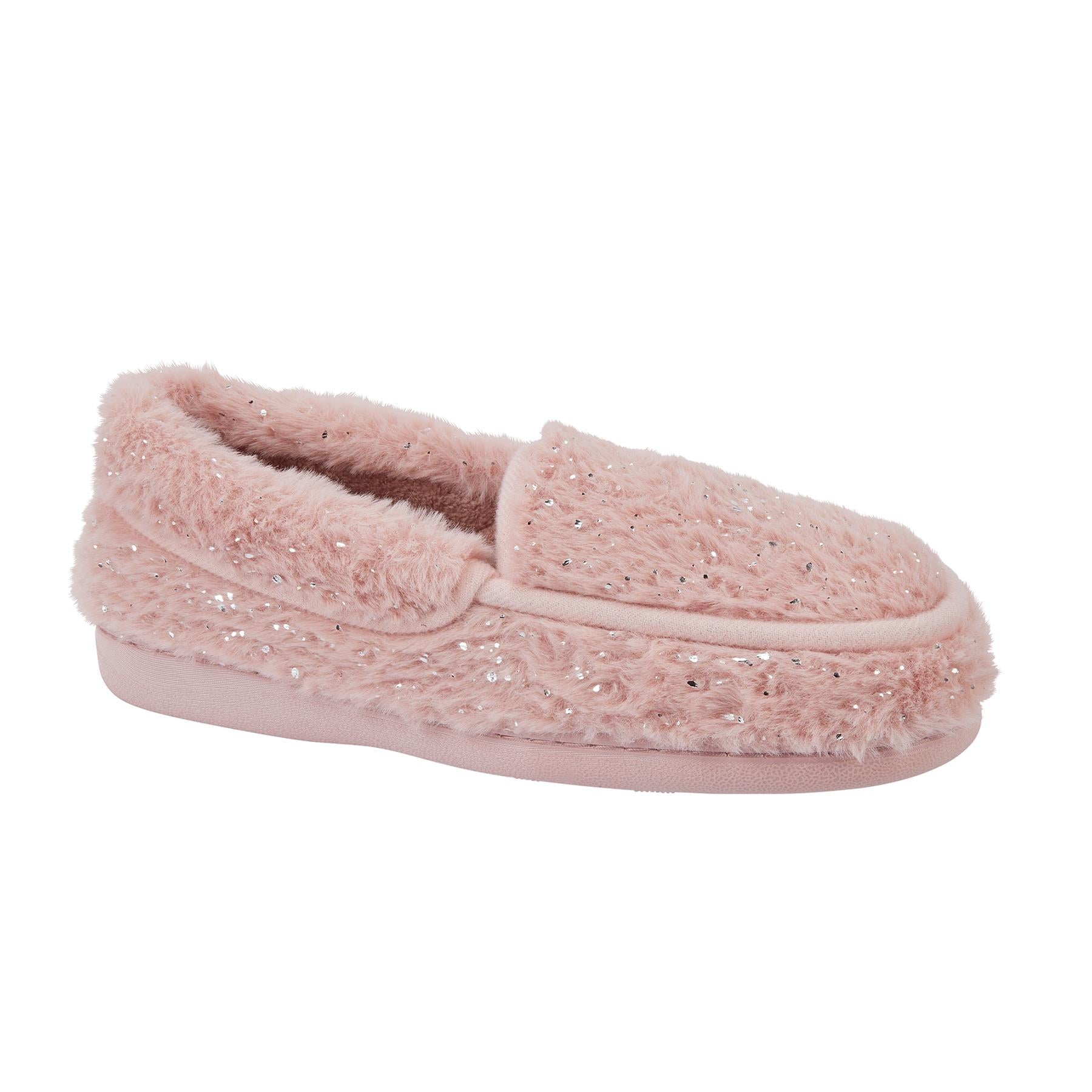 A2Z Womens Loafer Ladies Fluffy Sparkle Fur Moccasin Style House Warm Slippers