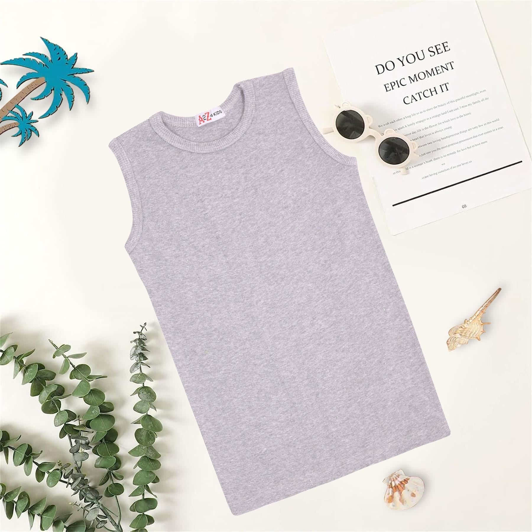 Kids Girls Boys Childrens Vest Top Tank Top Fitted 100% Rich Cotton 2-13 Years