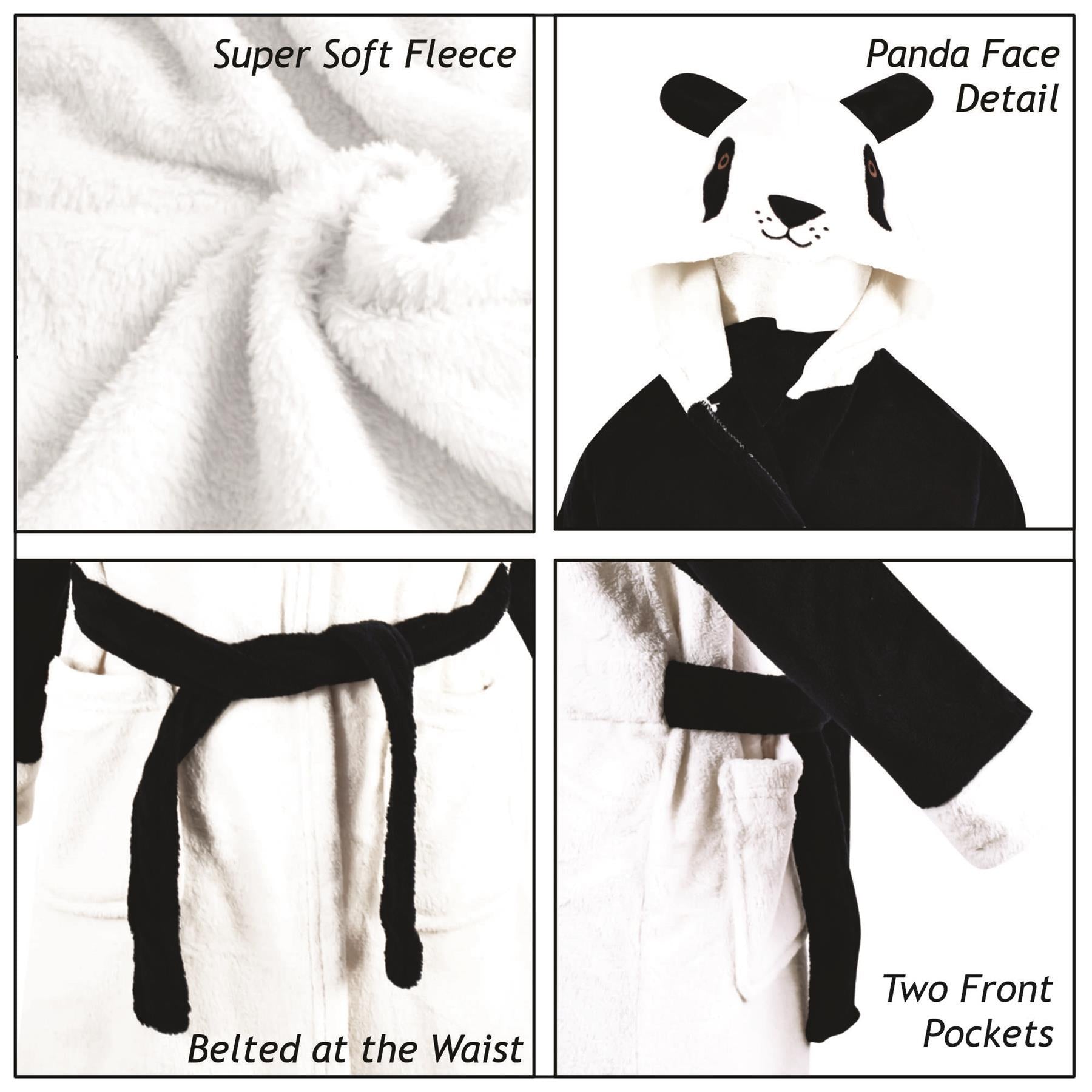 Kids Girls Boys Super Soft 3D Panda Animal Hooded Bathrobe