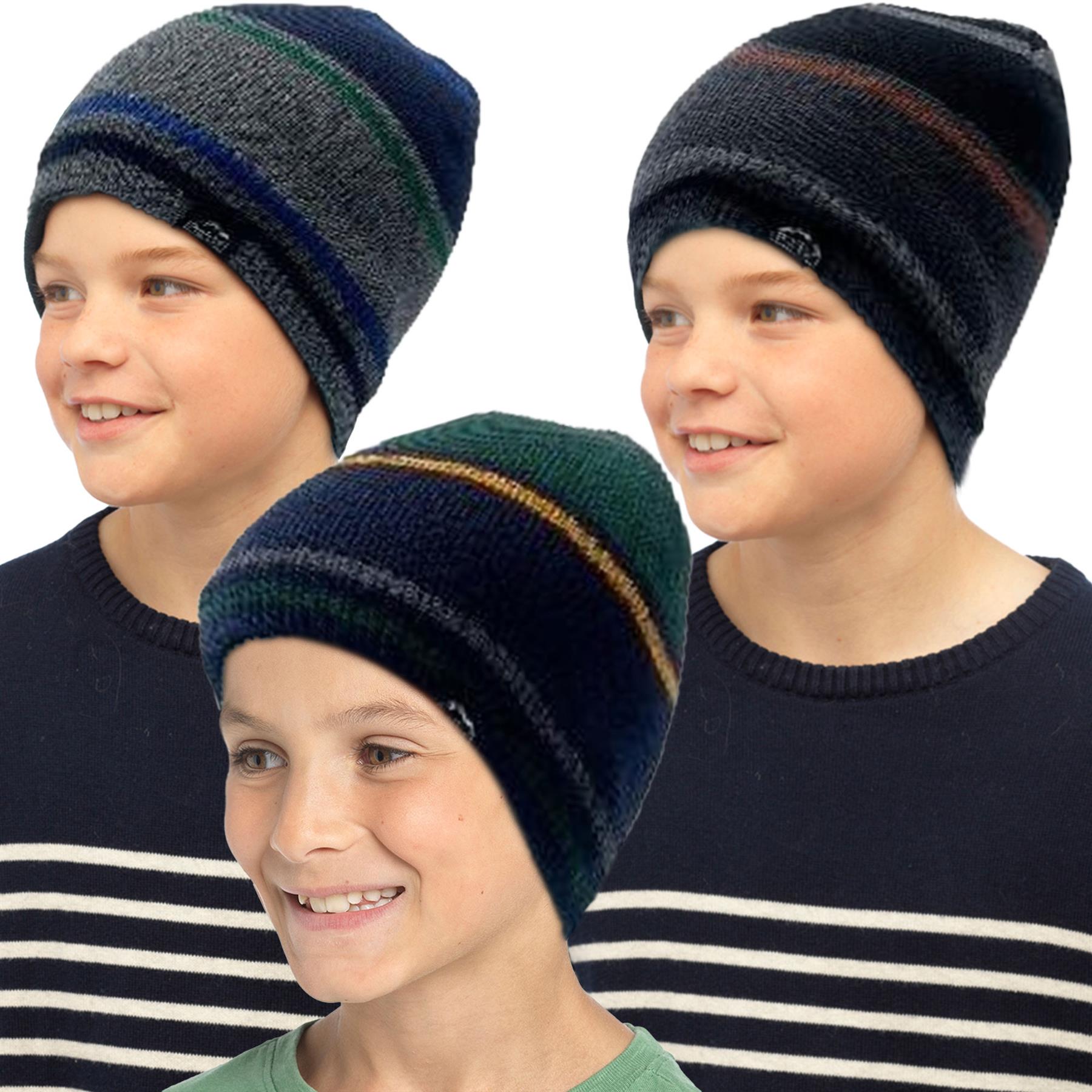 Kids Boys Hat 3 Pack Pro Hike Winter Warm Cosy Fashionable Indoor Outdoor Hats