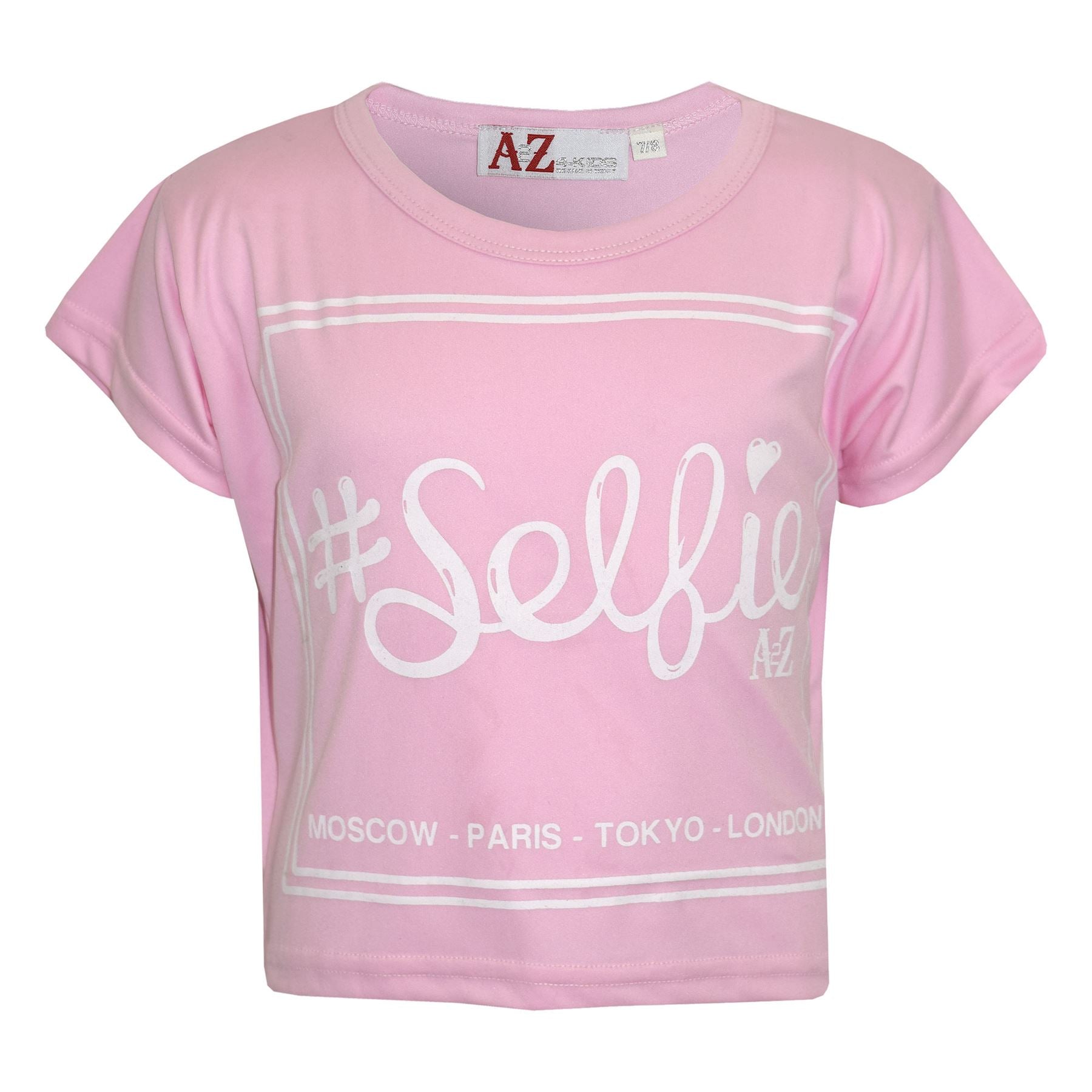 Girls Top Kids #Selfie Print Stylish Crop Top & Fashion Legging Set 7-13