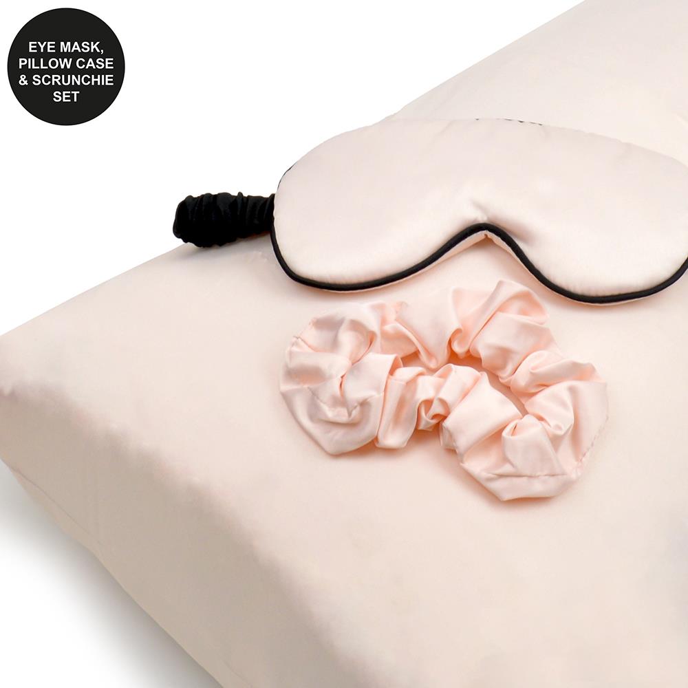 A2Z Satin Pillowcase Adjustable Sleeping Eye Mask Hair Volume Scrunchie Gift Set