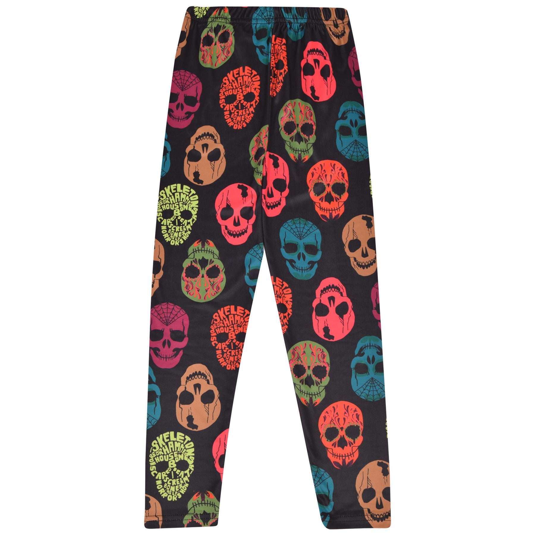 Girls Spider Web Skull Print Halloween Legging