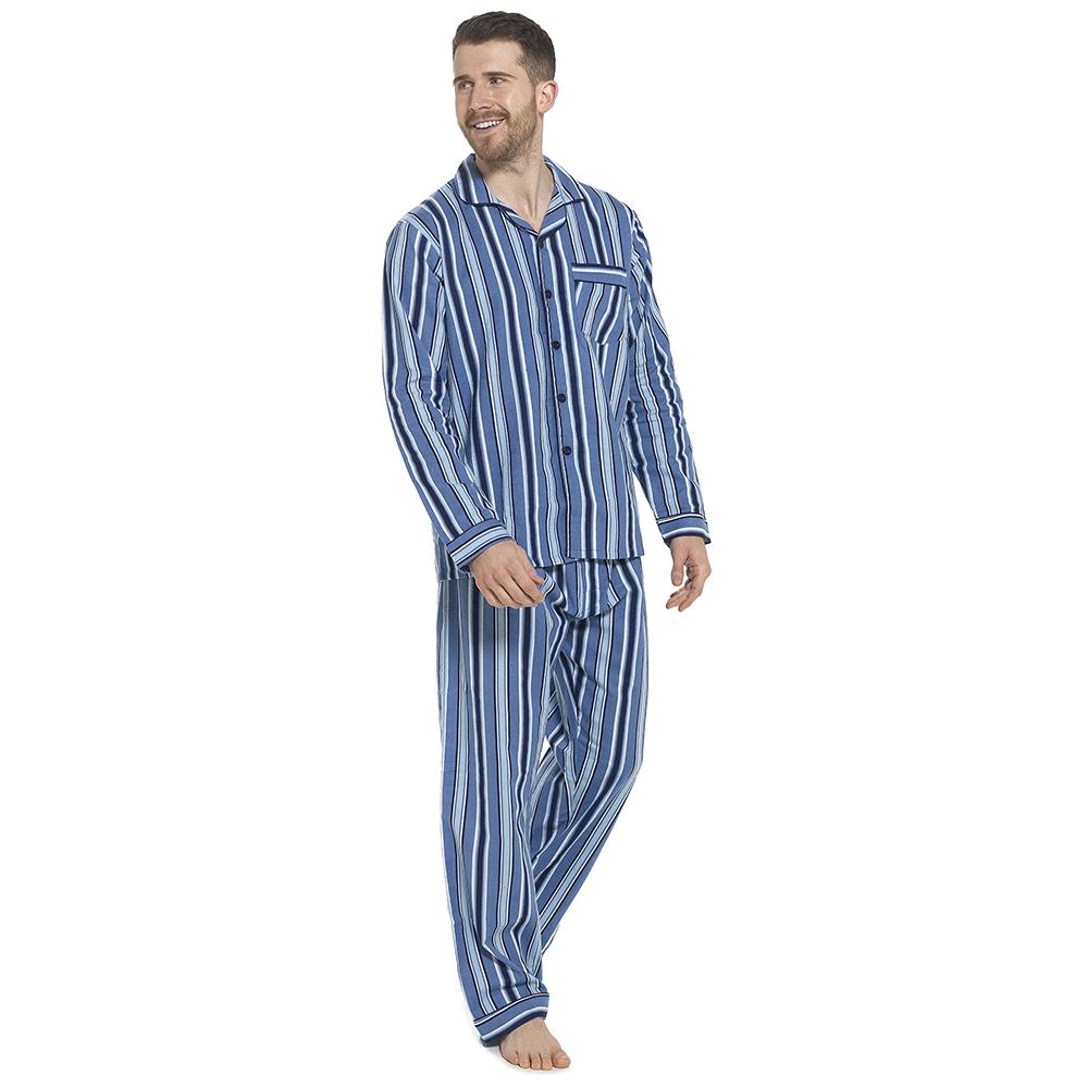 A2Z Mens Pyjama Traditional Stripe Brushed Cotton Pyjama 2 Piece Top Bottom Set