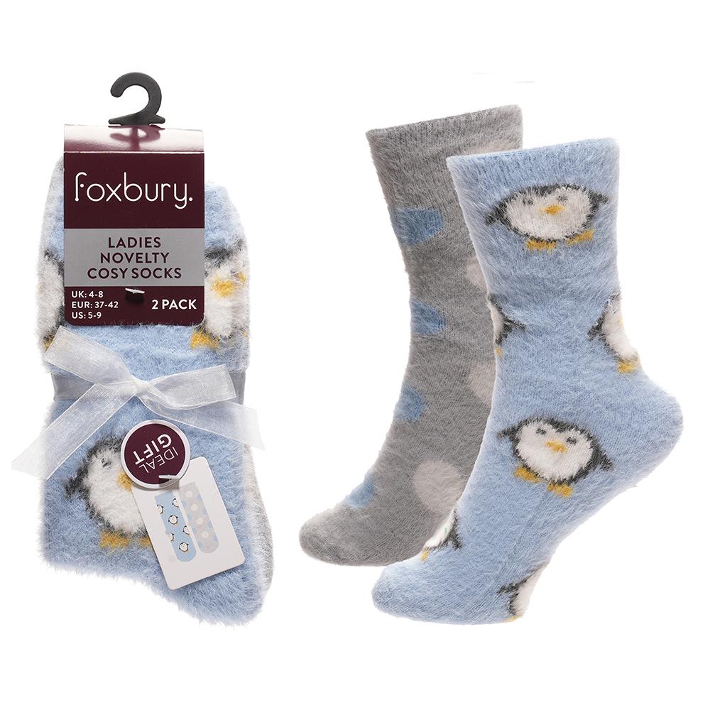 A2Z Ladies 2 Pack Novelty Chenille Cosy Socks Soft Brushed Warm Winter Socks