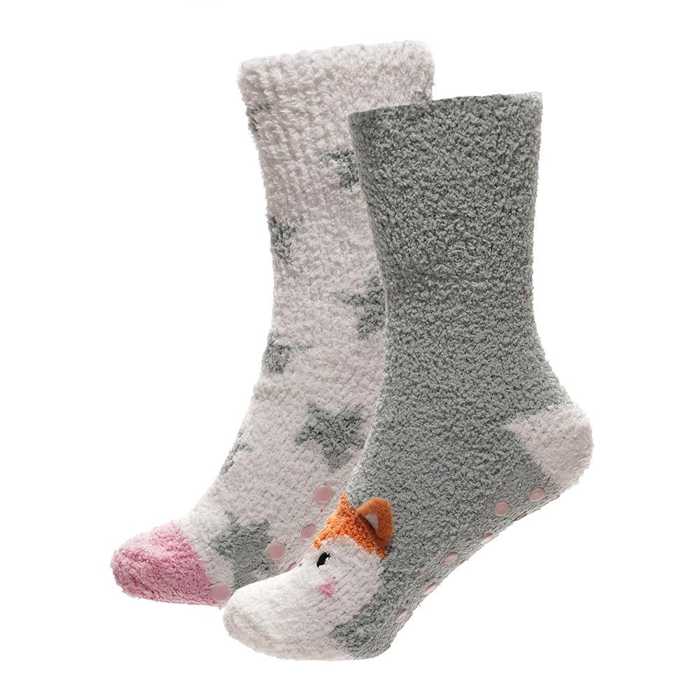 A2Z Ladies Cosy Animal Bed Socks, Super Soft Non-Slip Fox And Panda Design