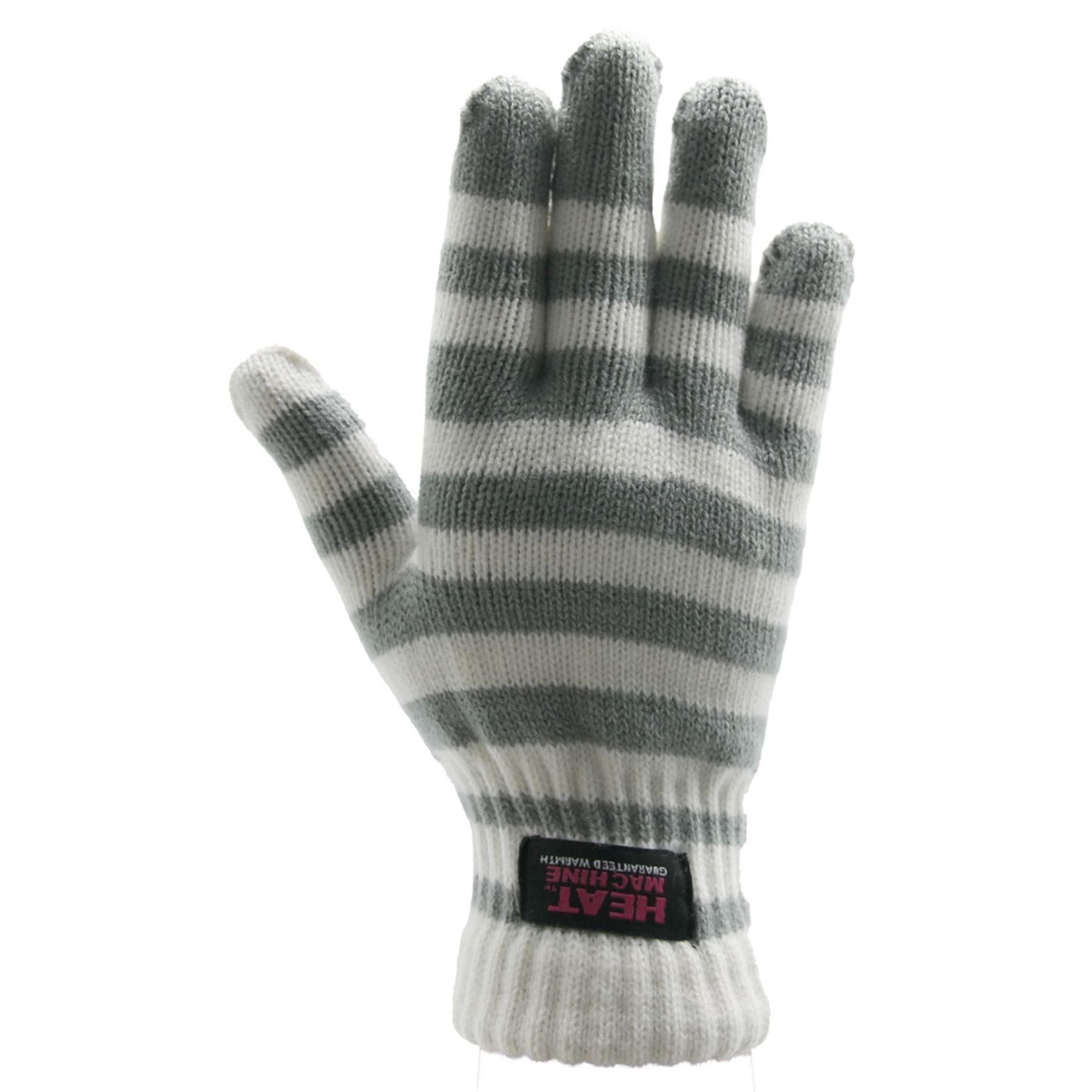 Ladies Stripe Gloves Winter Warm Thermal Mittens Women One Size Stretchy Gloves