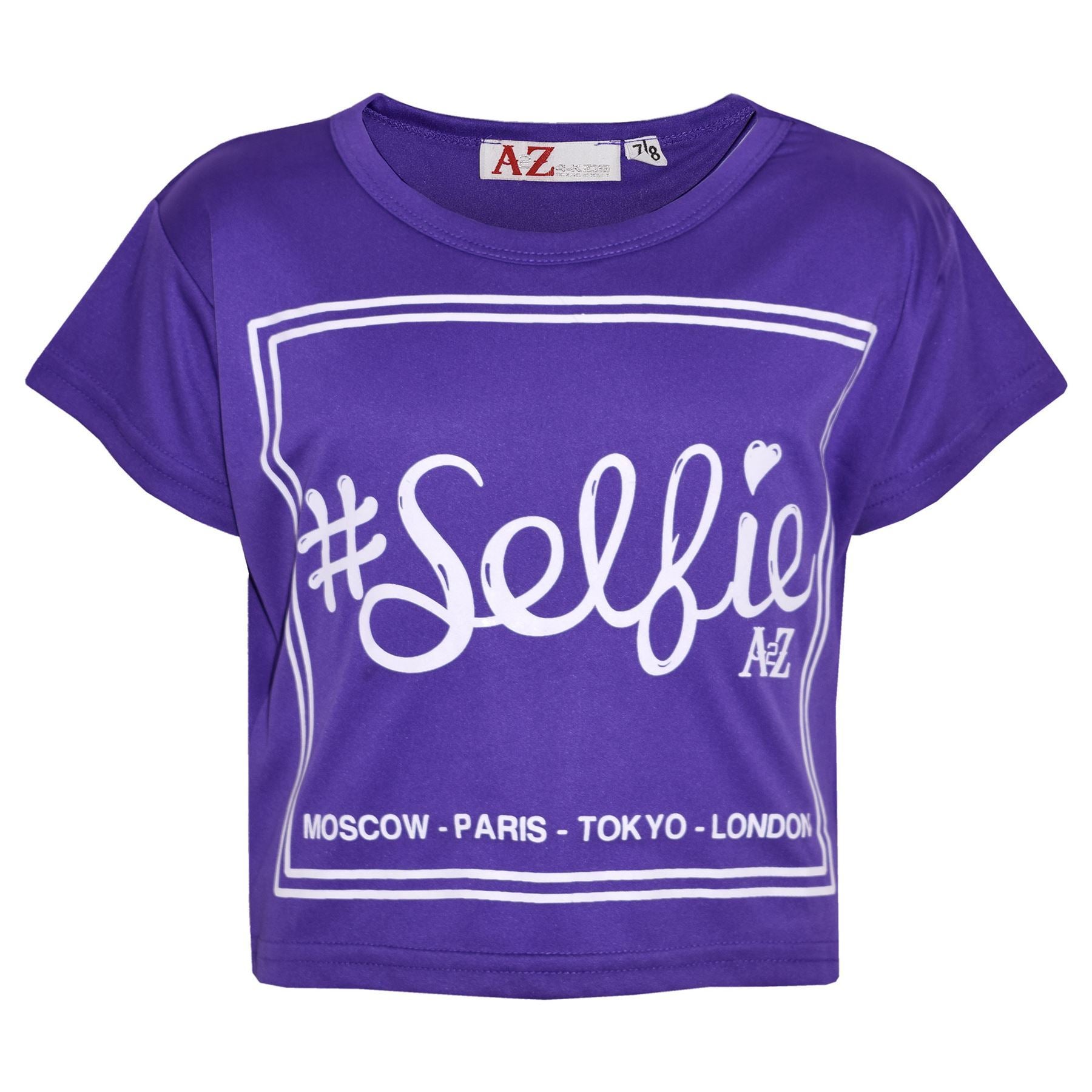 Girls Top Kids #Selfie Print Stylish Crop Top & Fashion Legging Set 7-13