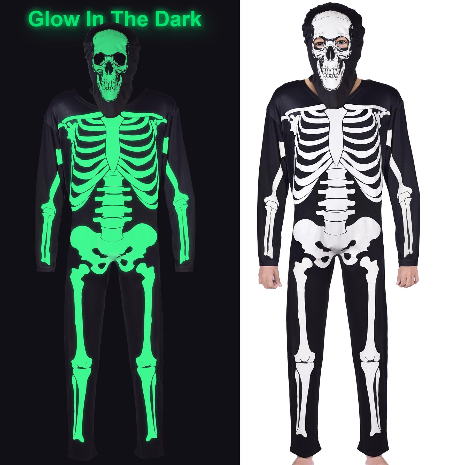 Girls Boys Skull Skeleton Halloween A2Z Onesie One Piece Glow In The Dark Jumpsuit