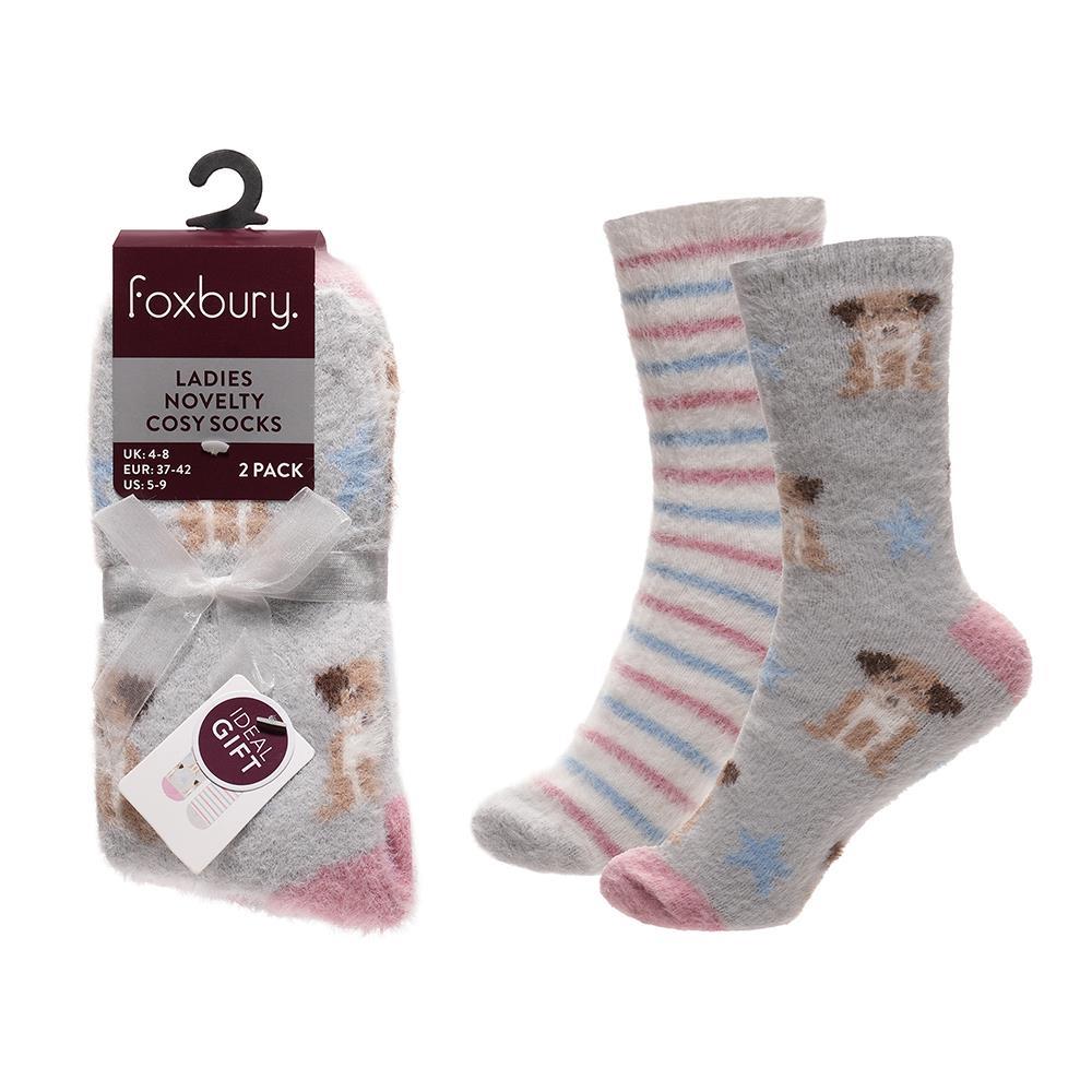 A2Z Ladies 2 Pack Novelty Chenille Cosy Socks Soft Brushed Warm Winter Socks