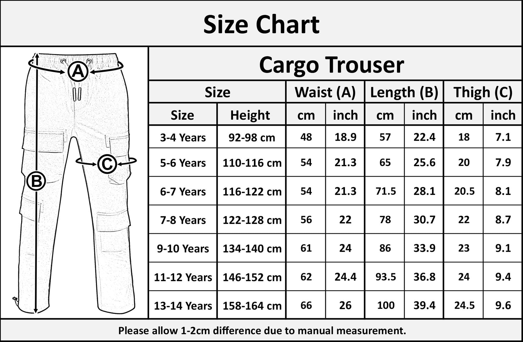 A2Z 4 Kids Boys Active Cargo Trousers Slim Fit Elasticated Waist Joggers Pants