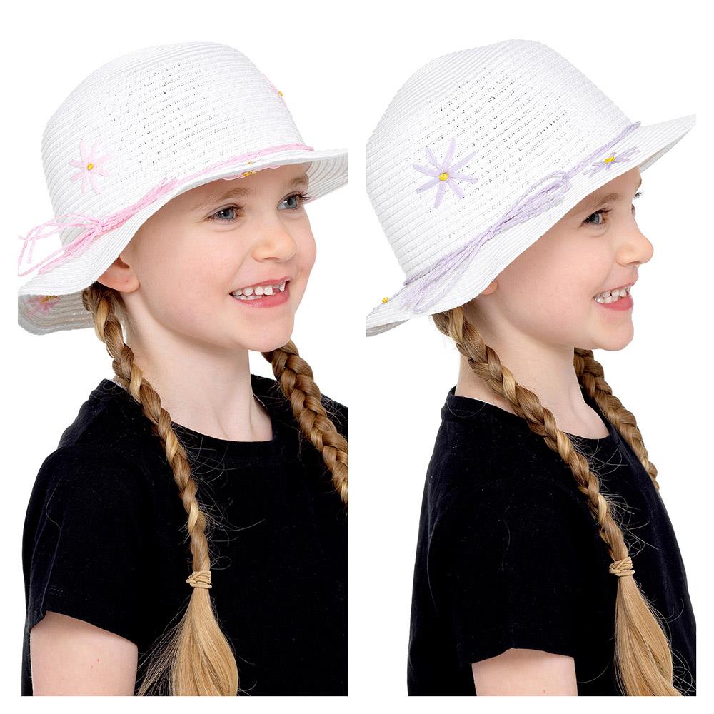 Kids Straw Hat Summer Beach Sun Hat Floppy Foldable With Wide Brim For Girls