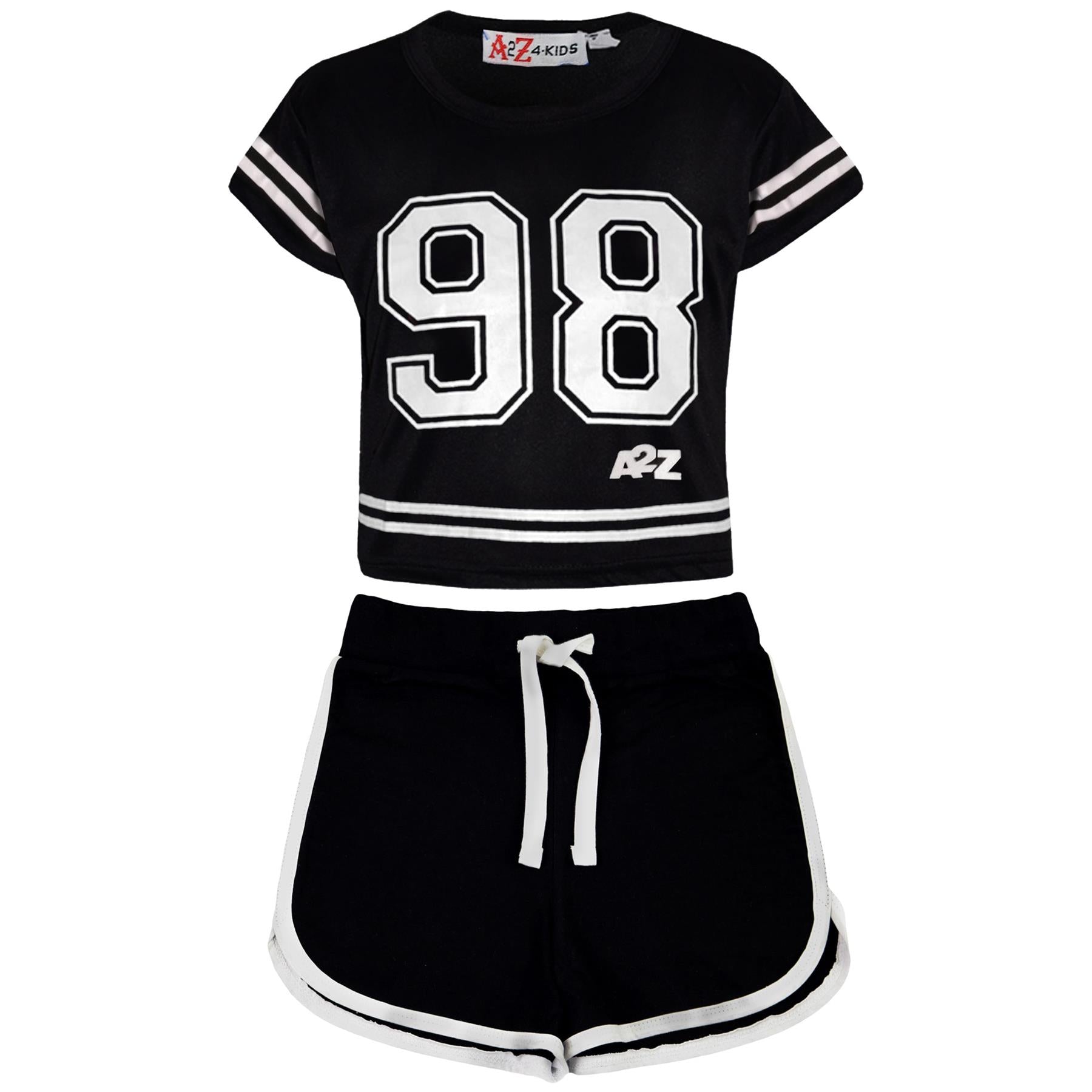 Kids Girls 98 Crop Top & Shorts Set Sports Jogging Belly Tees Summer Outfit Sets