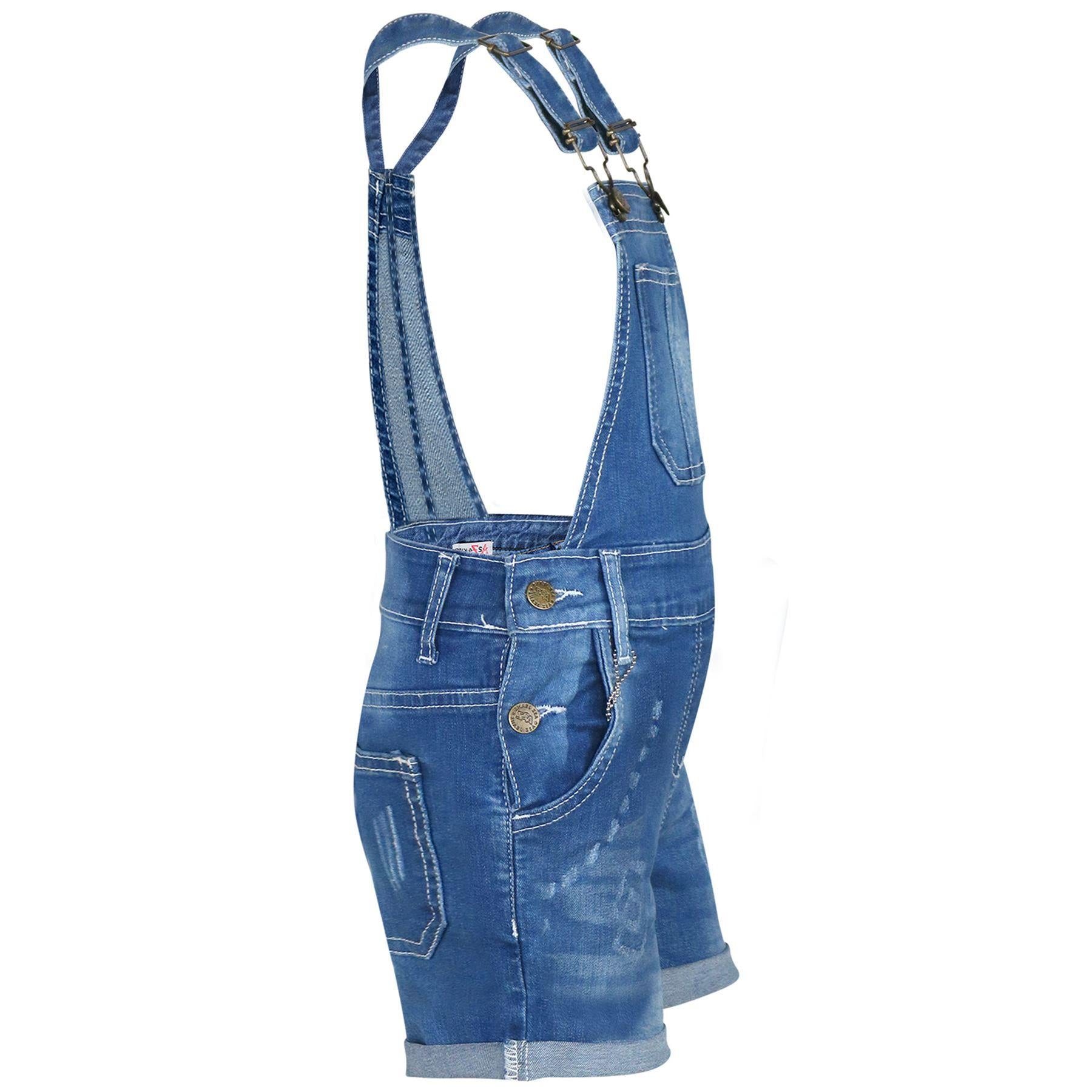 A2Z 4 Kids Girls Shorts Dungaree Denim Ripped Jeans All In One Jumpsuit Playsuit