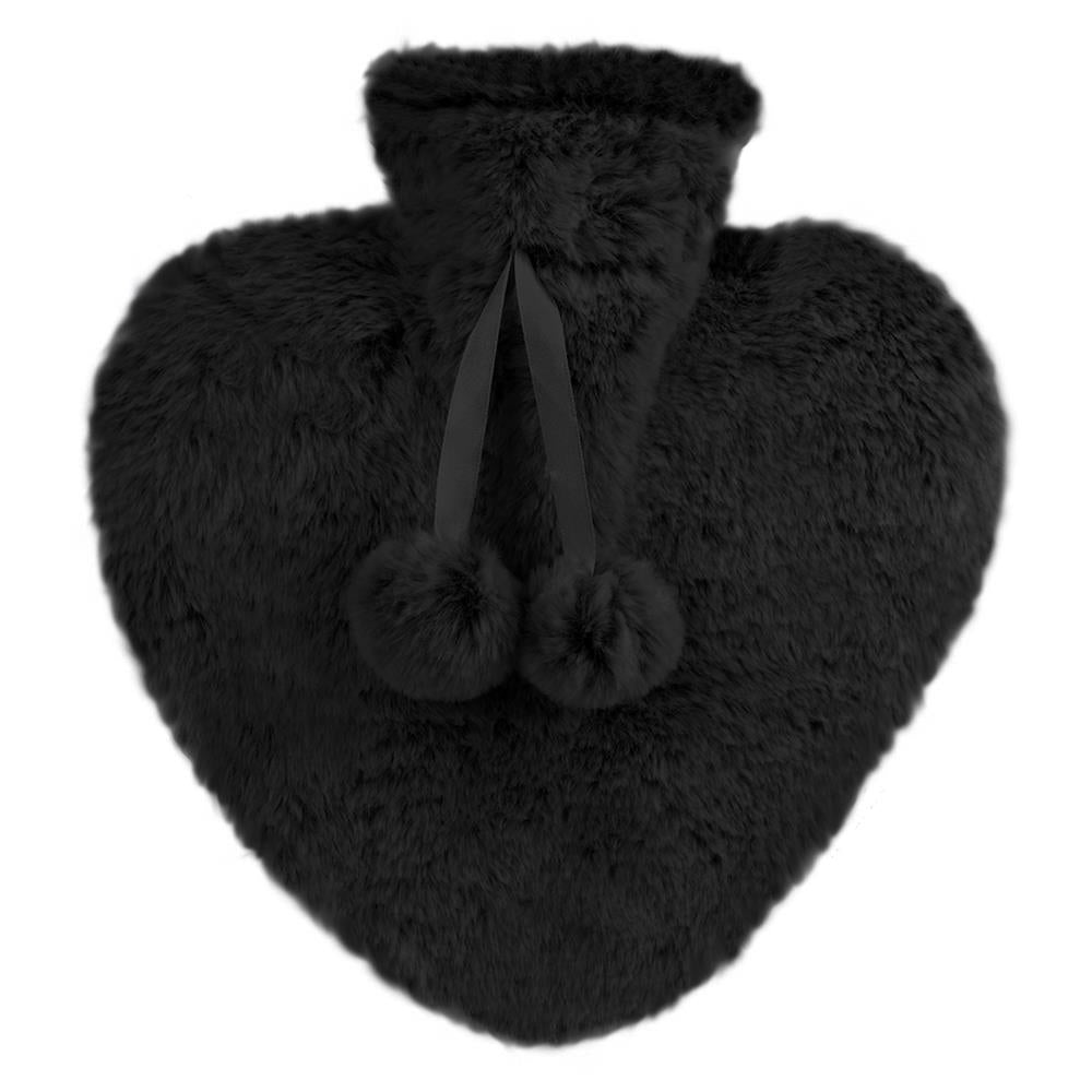 A2Z Hot Water Bottle 800ML Heart Shaped Faux Fur Fleece Cover Long Hot Water Bag