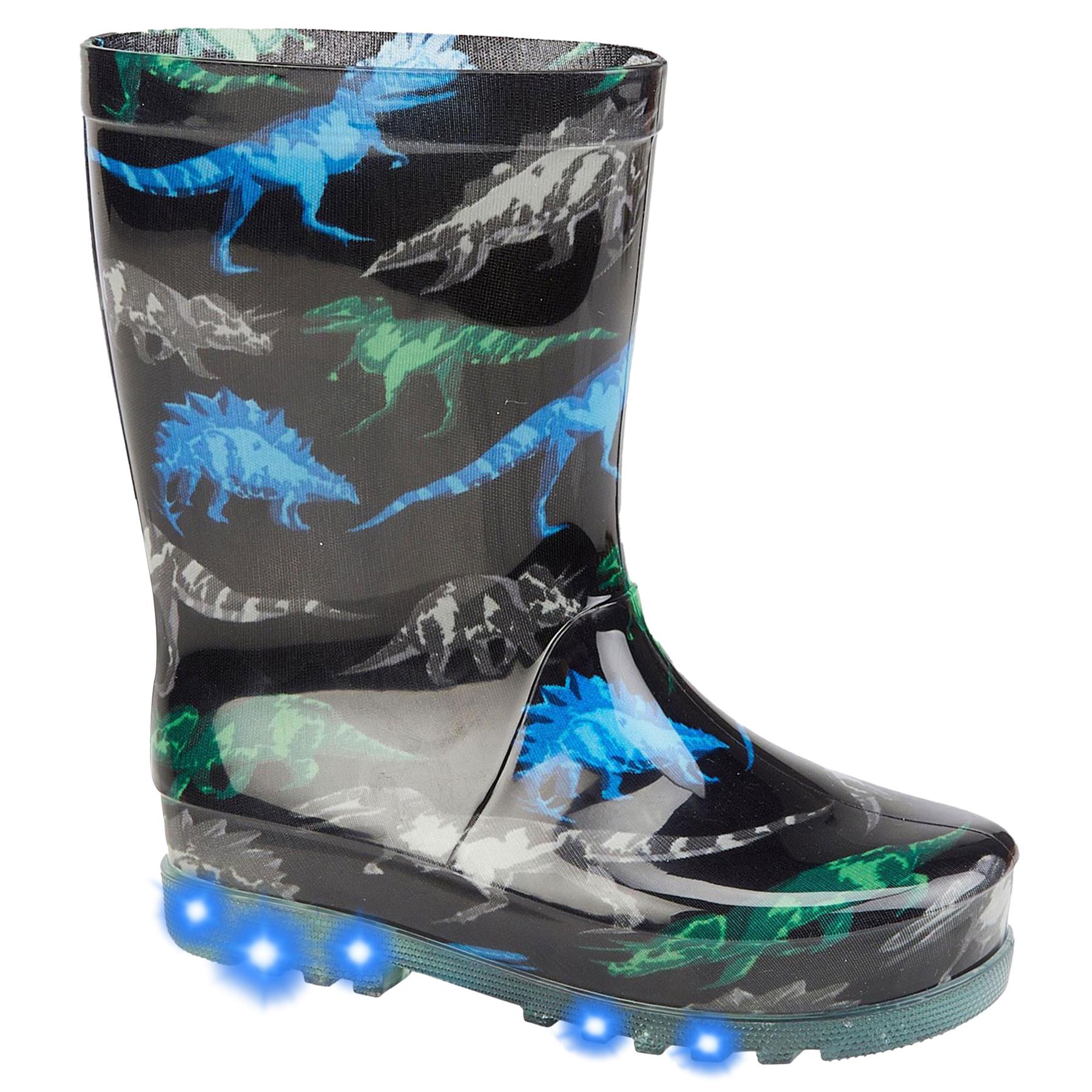 Kids Girls Boys Light Up Anti-Skid Waterproof Rubber Wellies Wellington Boots