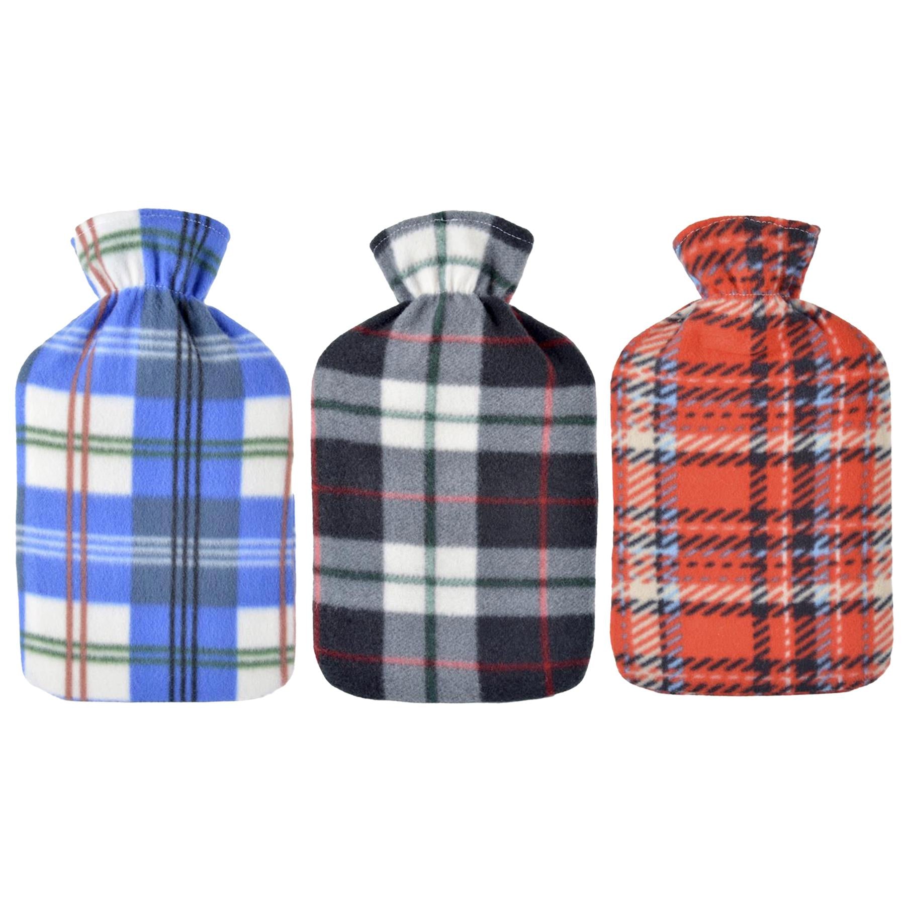 A2Z Hot Water Bottle Tartan Flannel Fleece Cover 2 Liter Bottles Heat Therapy