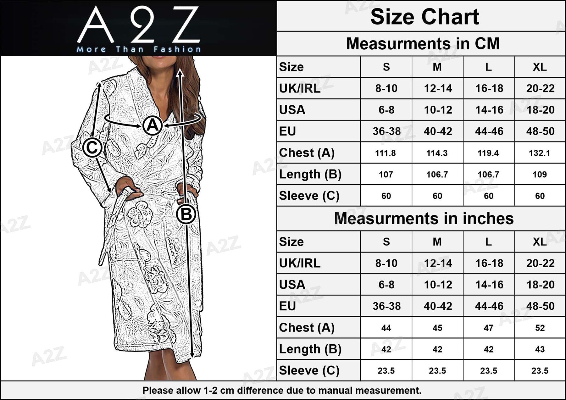 A2Z Ladies Shimmer fleece Floral Print knee Length Dressing Gown Changing Robe