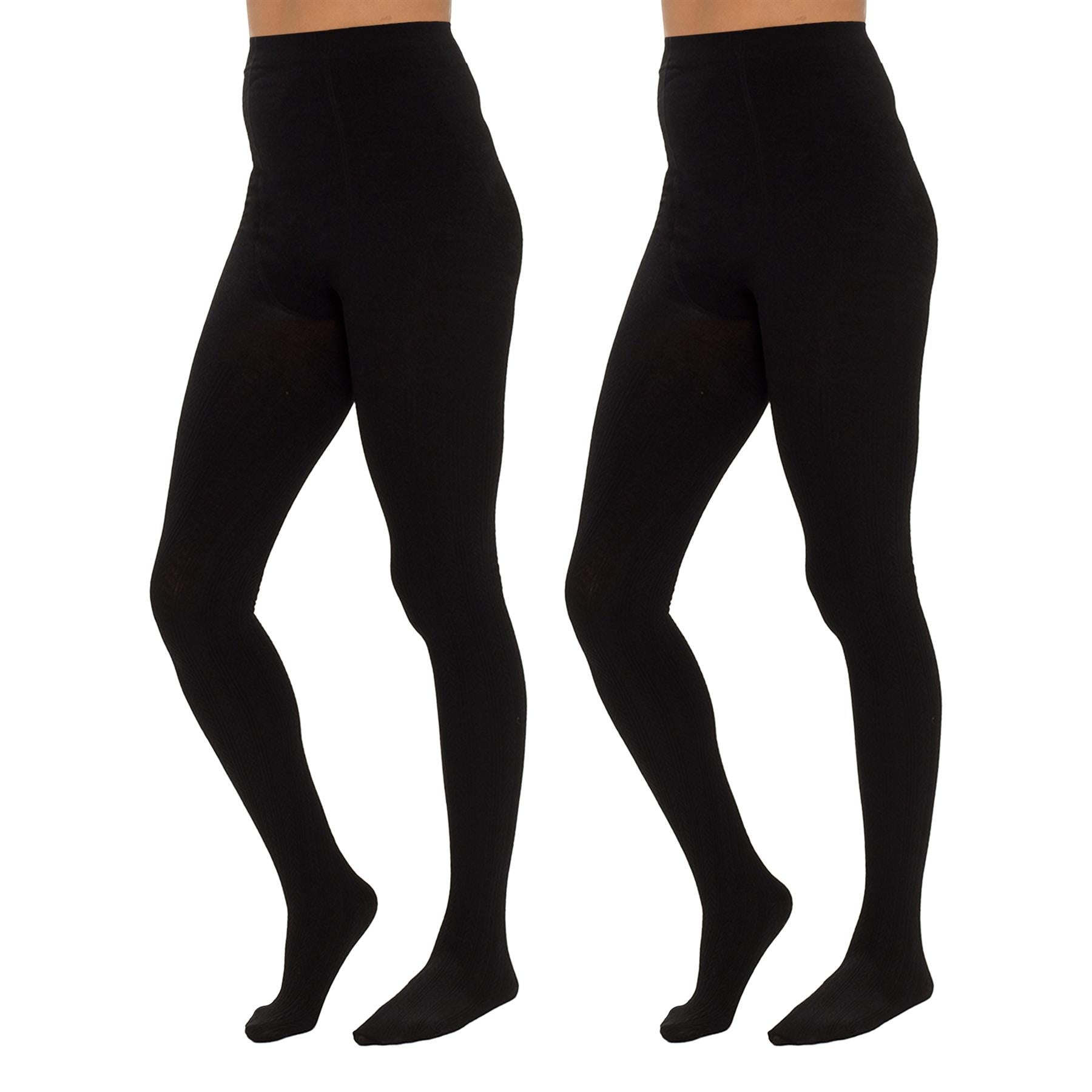 2 Pack Ladies Thermal Fleece Tights Cable Knit Teenage Girls High School Tights