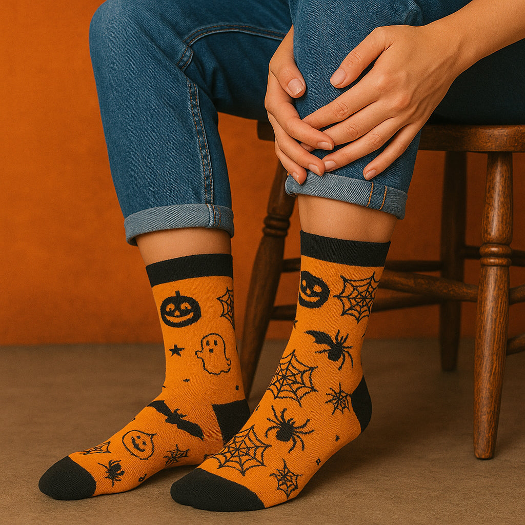 A2Z 4 Kids Girls Boys Novelty Halloween Skeleton Boo Spider Web Warm Crew Socks