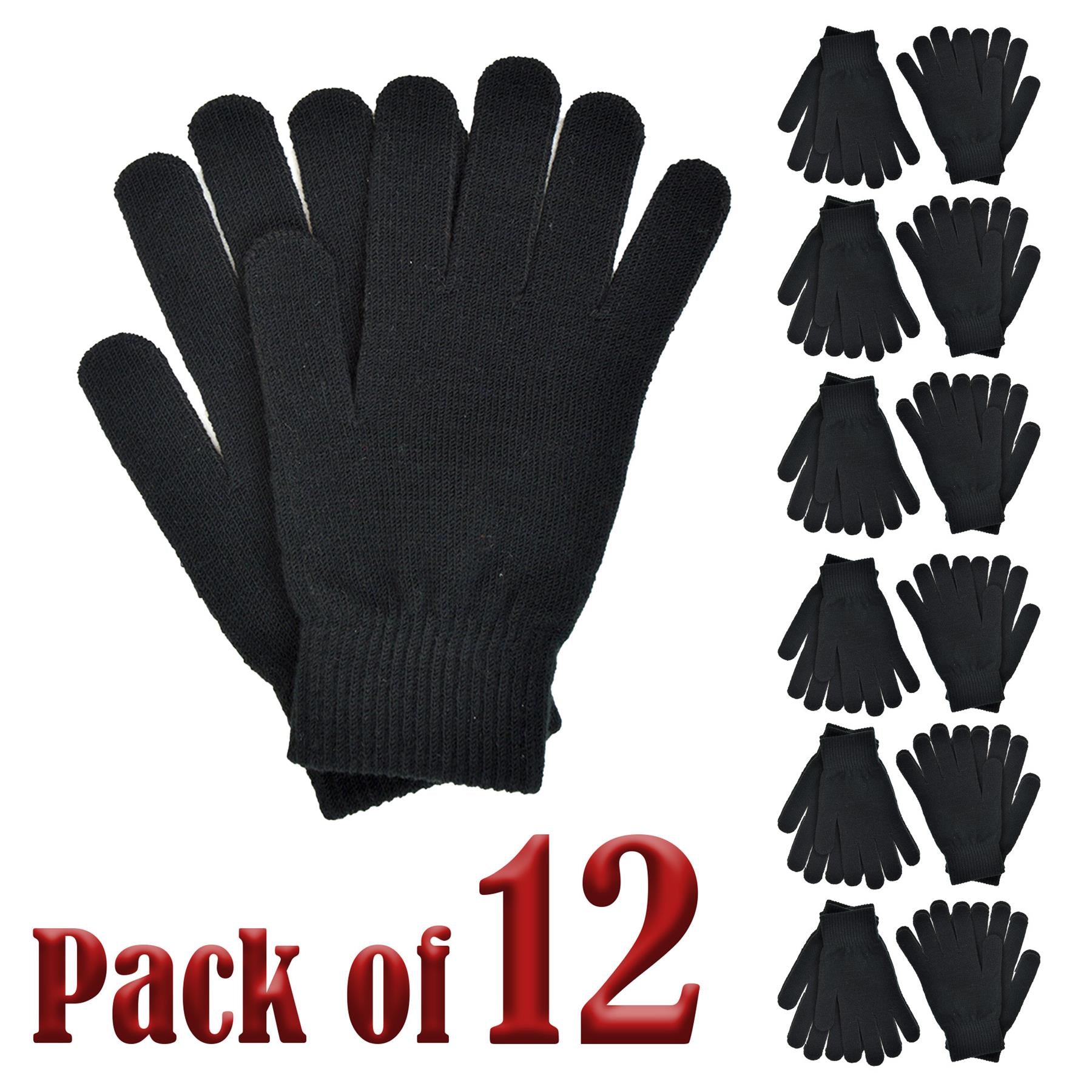 Mens Gloves Winter Warm Thermal Black Magic Gloves Knit One Size Soft Mittens