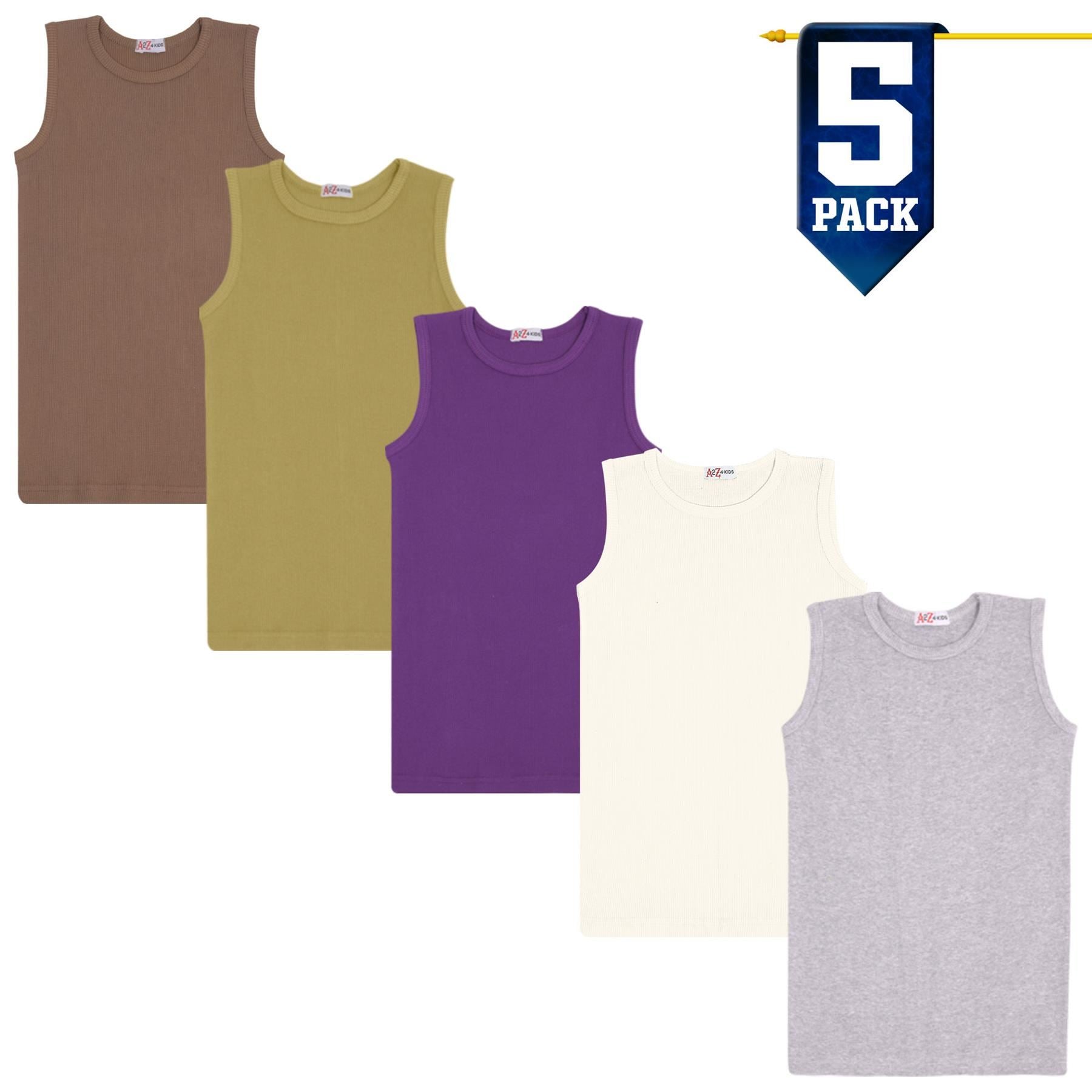 Kids Girls Ribbed Vest Top 100% Thick Cotton Fashion Tank Tops T Shirt 2-13 Year