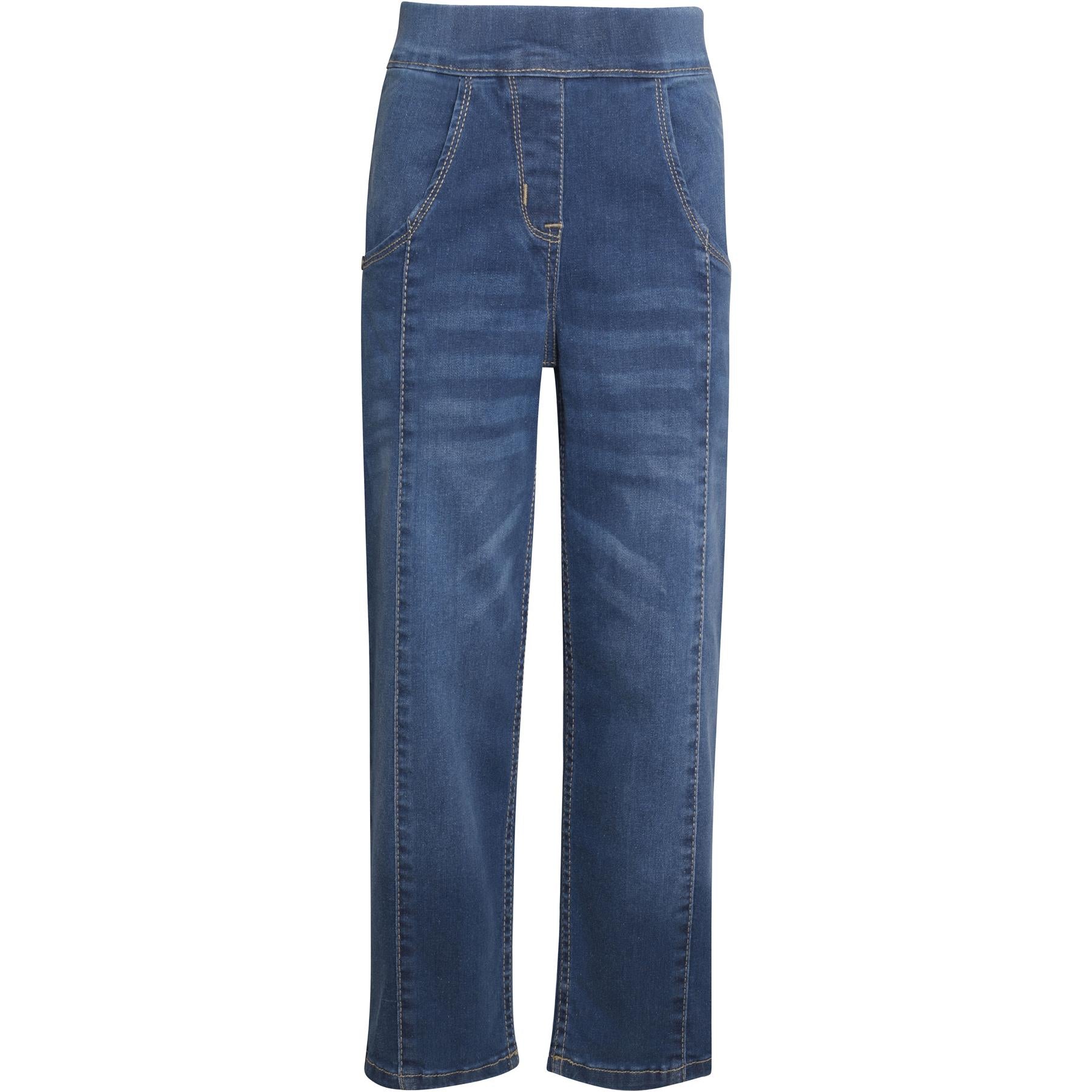 Kids Girls Relaxed Straight Fit Boot Cut Mid Blue Jeans