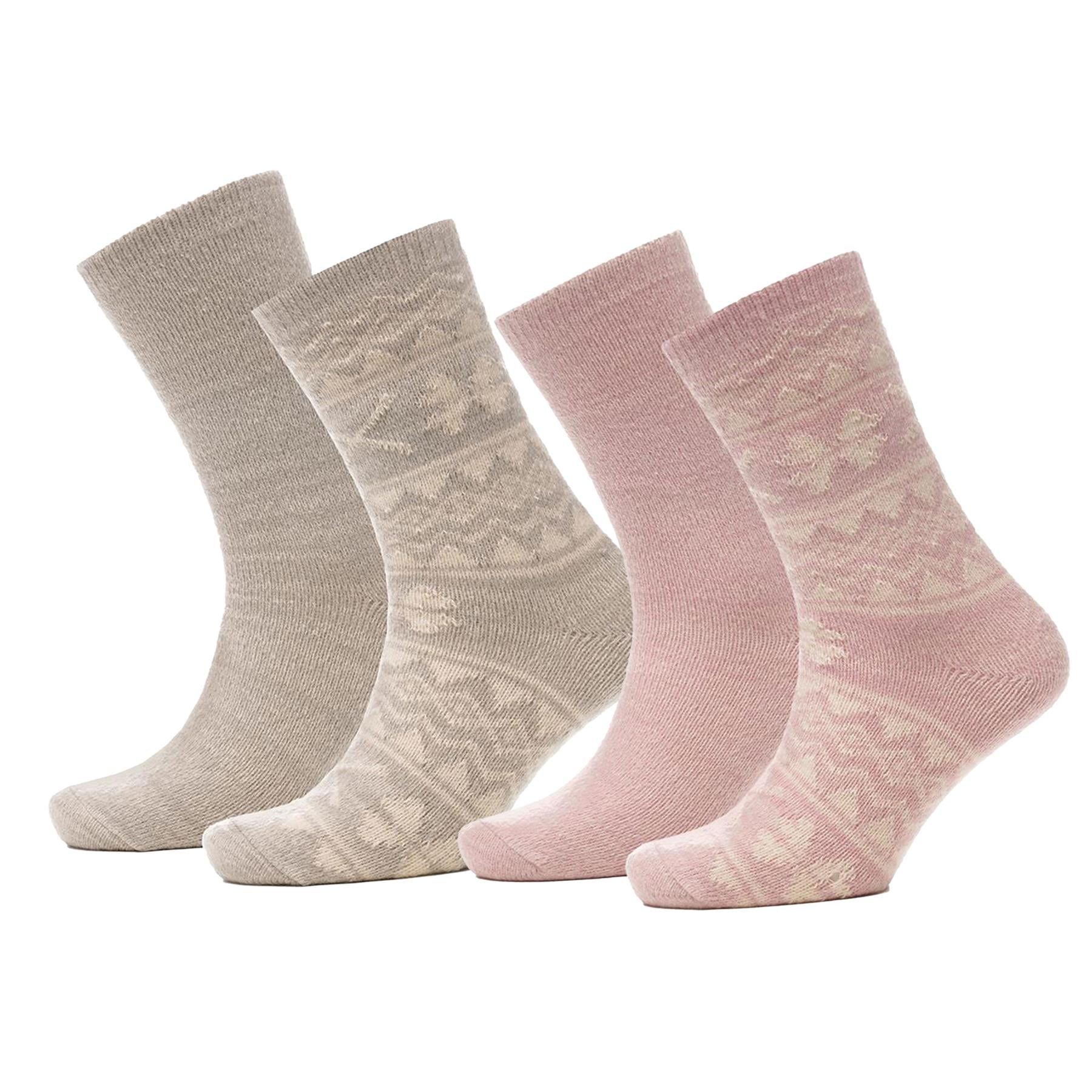 A2Z 2 Pack Ladies Fairisle Thermal Socks Comfortable For Daily Winter Warm Socks