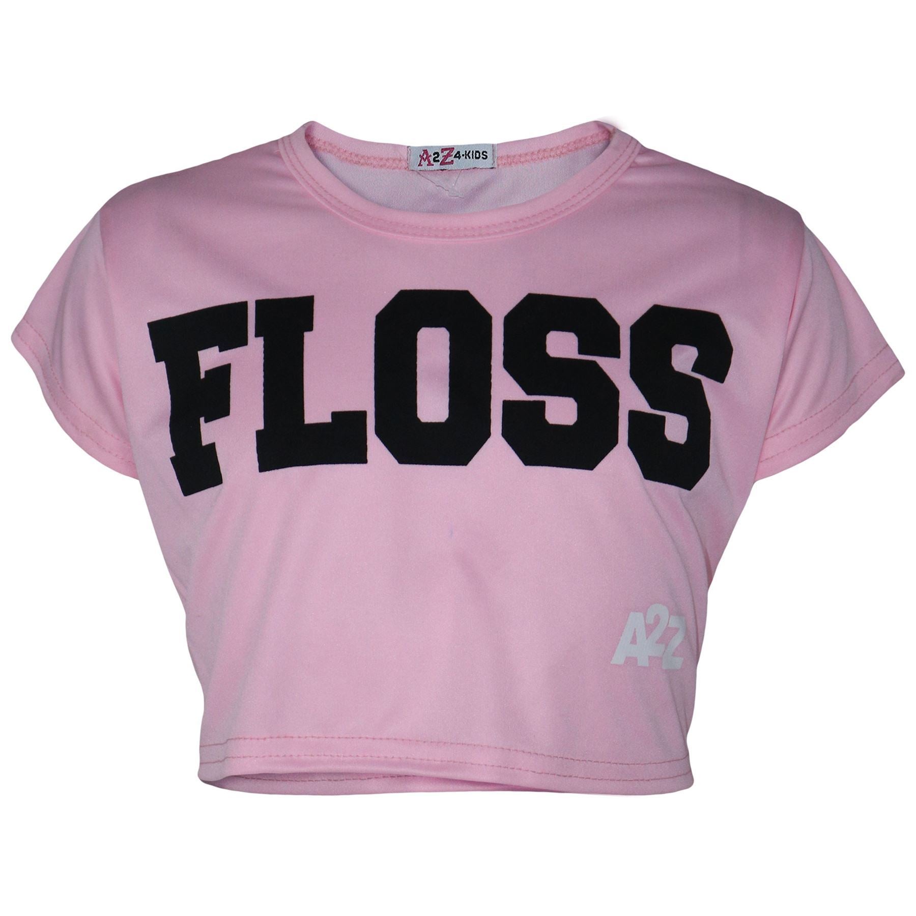 Kids Girls Crop Top Designer Floss Print Stylish Fashion T Shirt Tops 5-13 Years