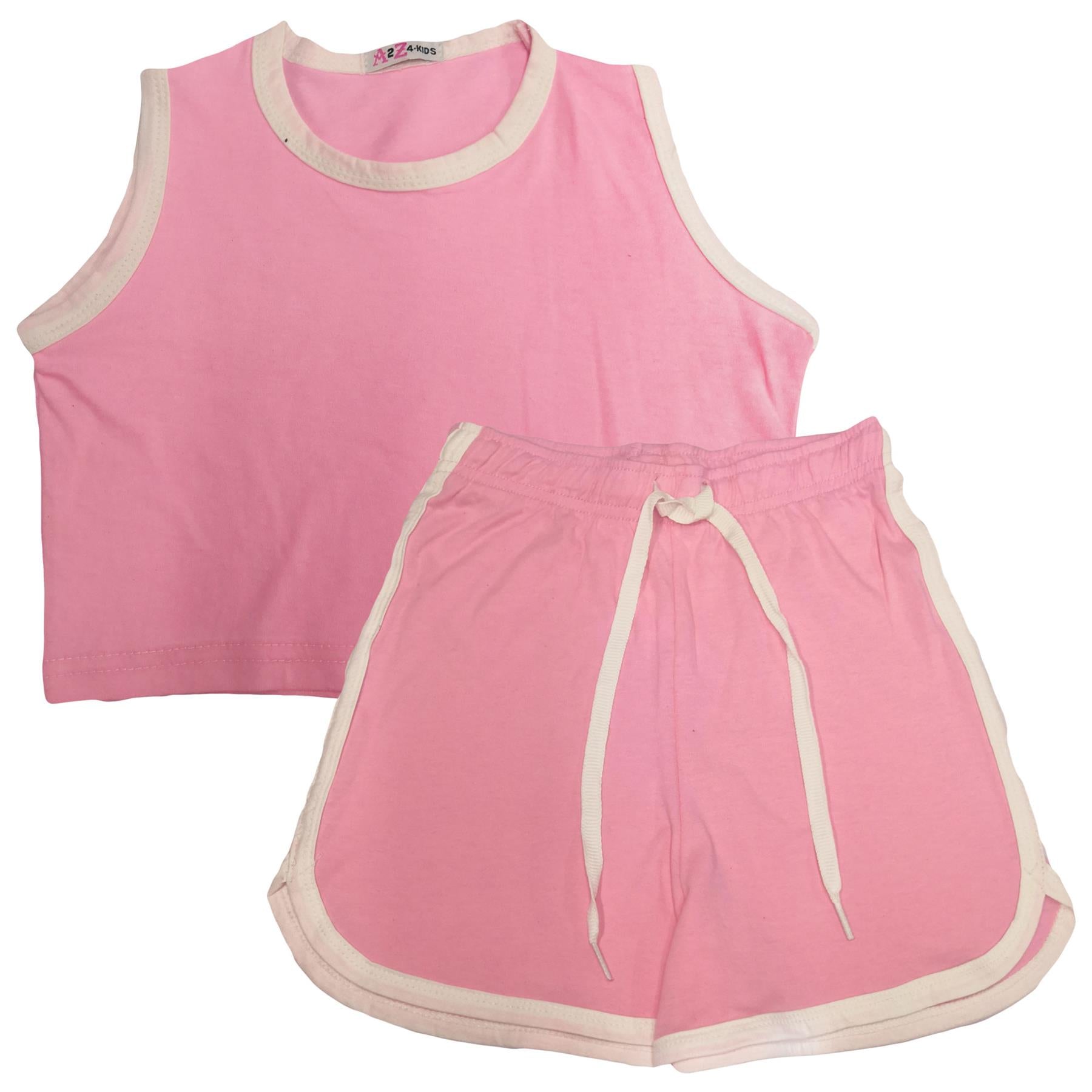 A2Z 4 Kids Girls Crop Top Shorts Set Contrast Trendy Summer Outfit Clothing Sets