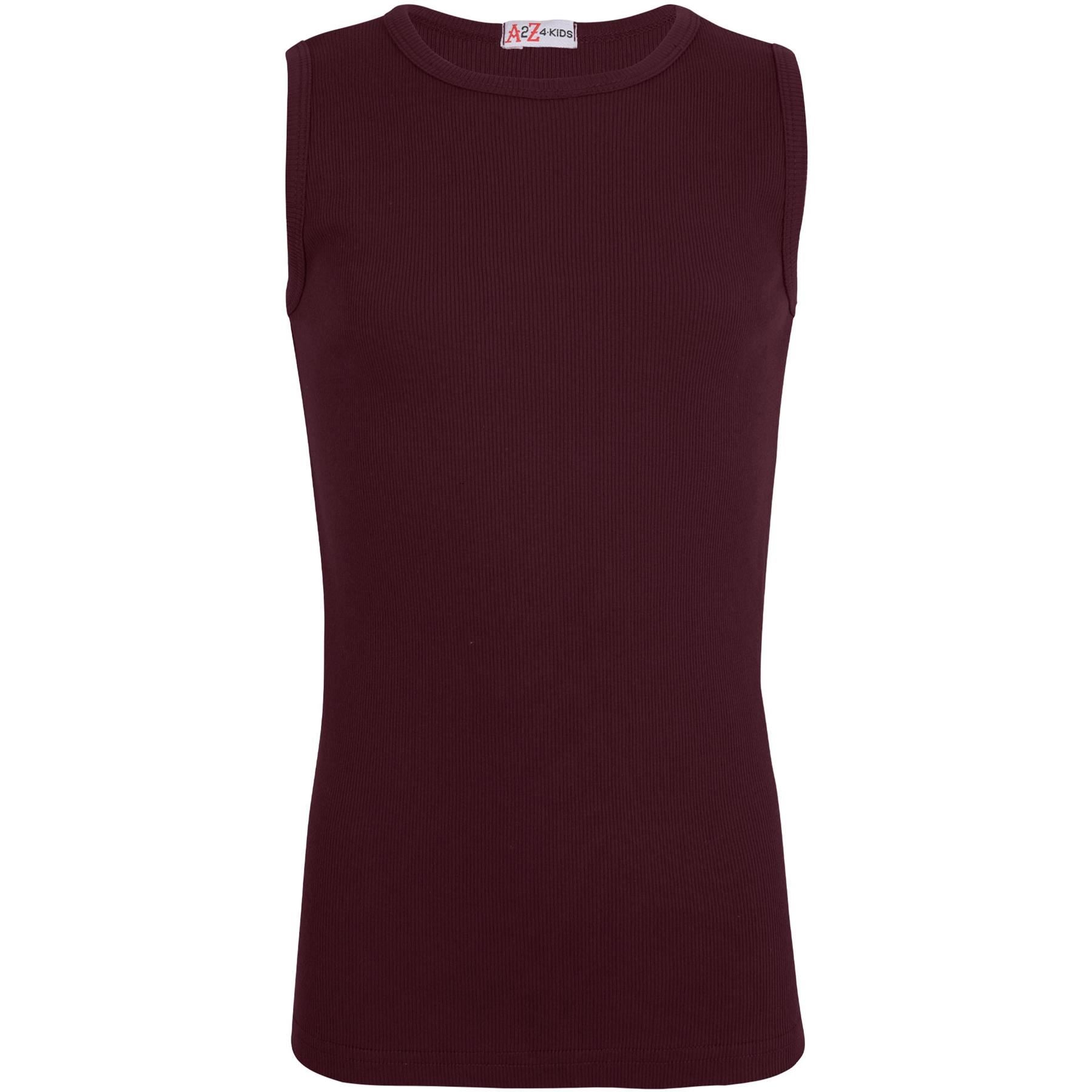 Kids Girls Boys Childrens Vest Top Tank Top Fitted 100% Rich Cotton 2-13 Years