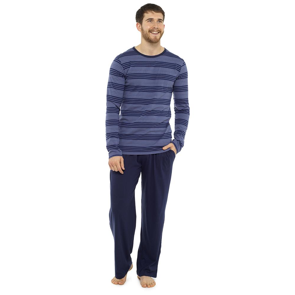 A2Z Mens Pyjama Jersey Soft Striped Long Sleeve Top Bottom Pyjamas 2 Piece Sets