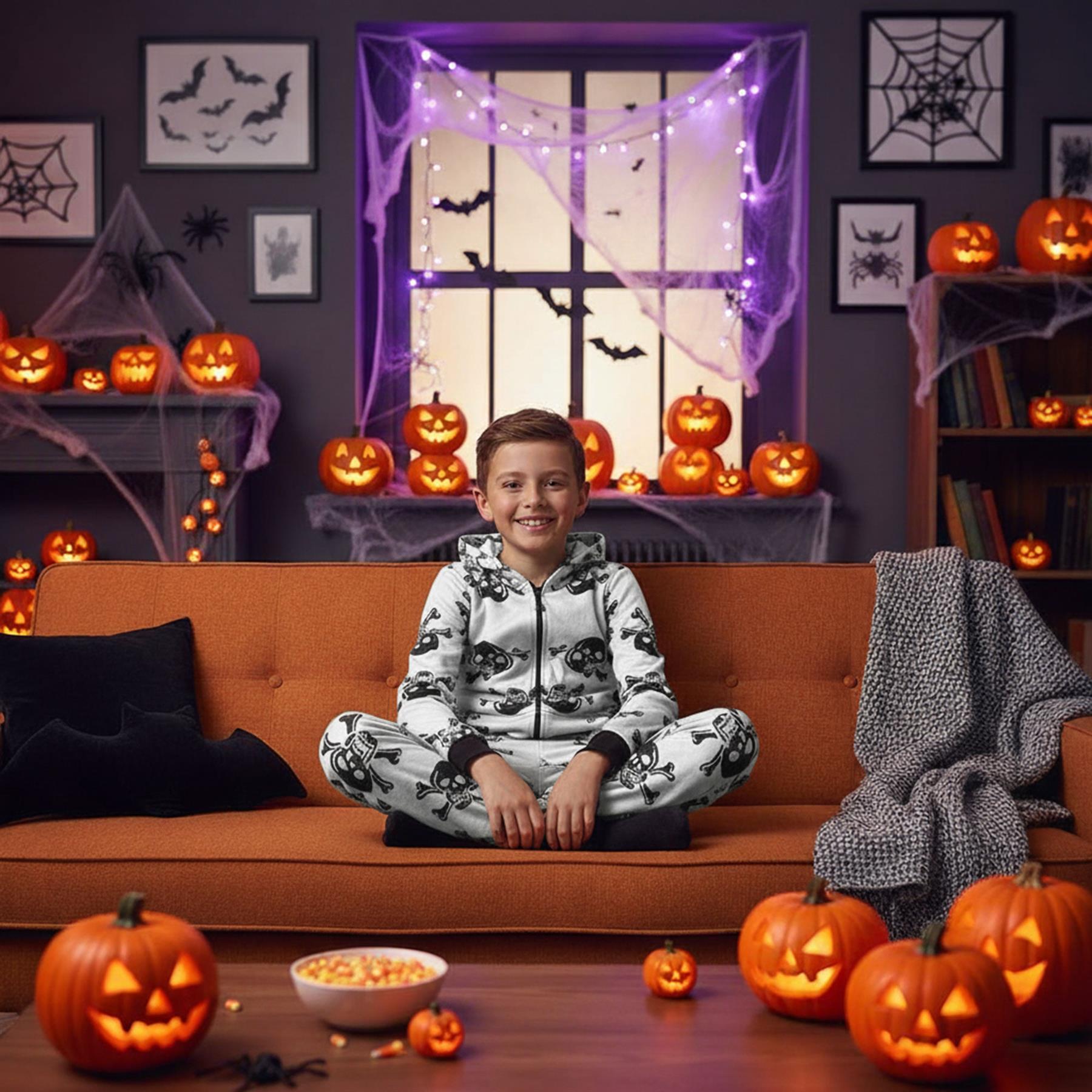 Kids Girls Boys One Piece Halloween Print Onesie