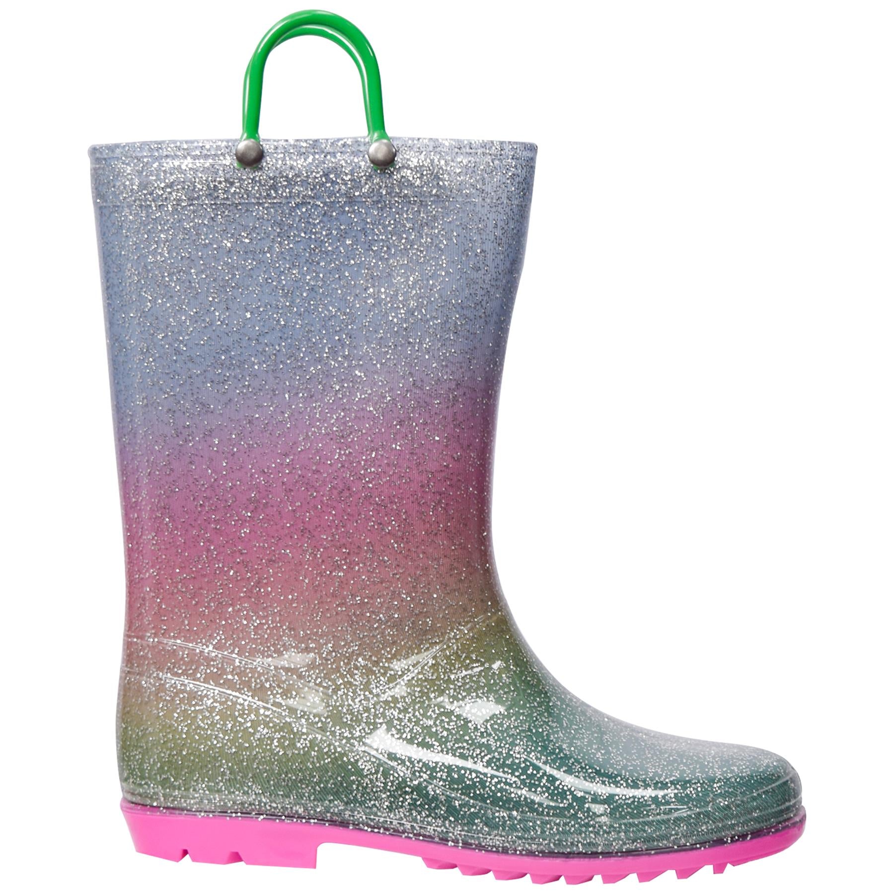 Kids Girls Wellington Wellies Non-Slip Waterproof Carry Handles Rain Boots