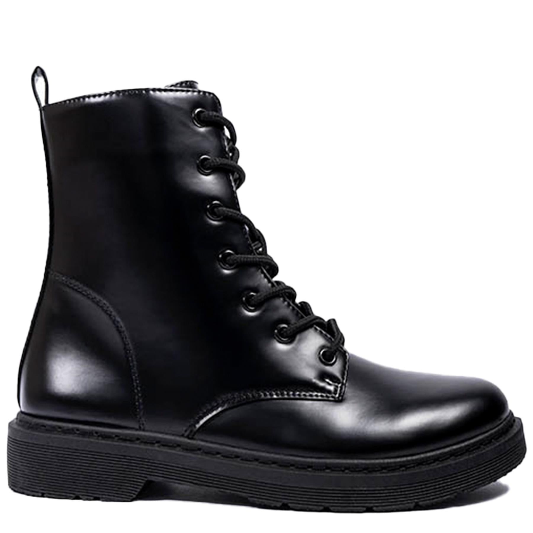 A2Z Womens Combat Boots PU Leather Lace Up Fastening Army Military Ladies Boots