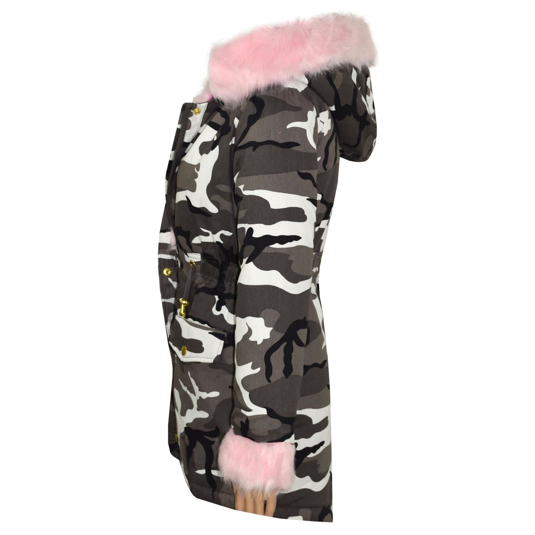 Kids Girls Hooded Jacket Rainbow Faux Fur Parka School Jackets Outerwear